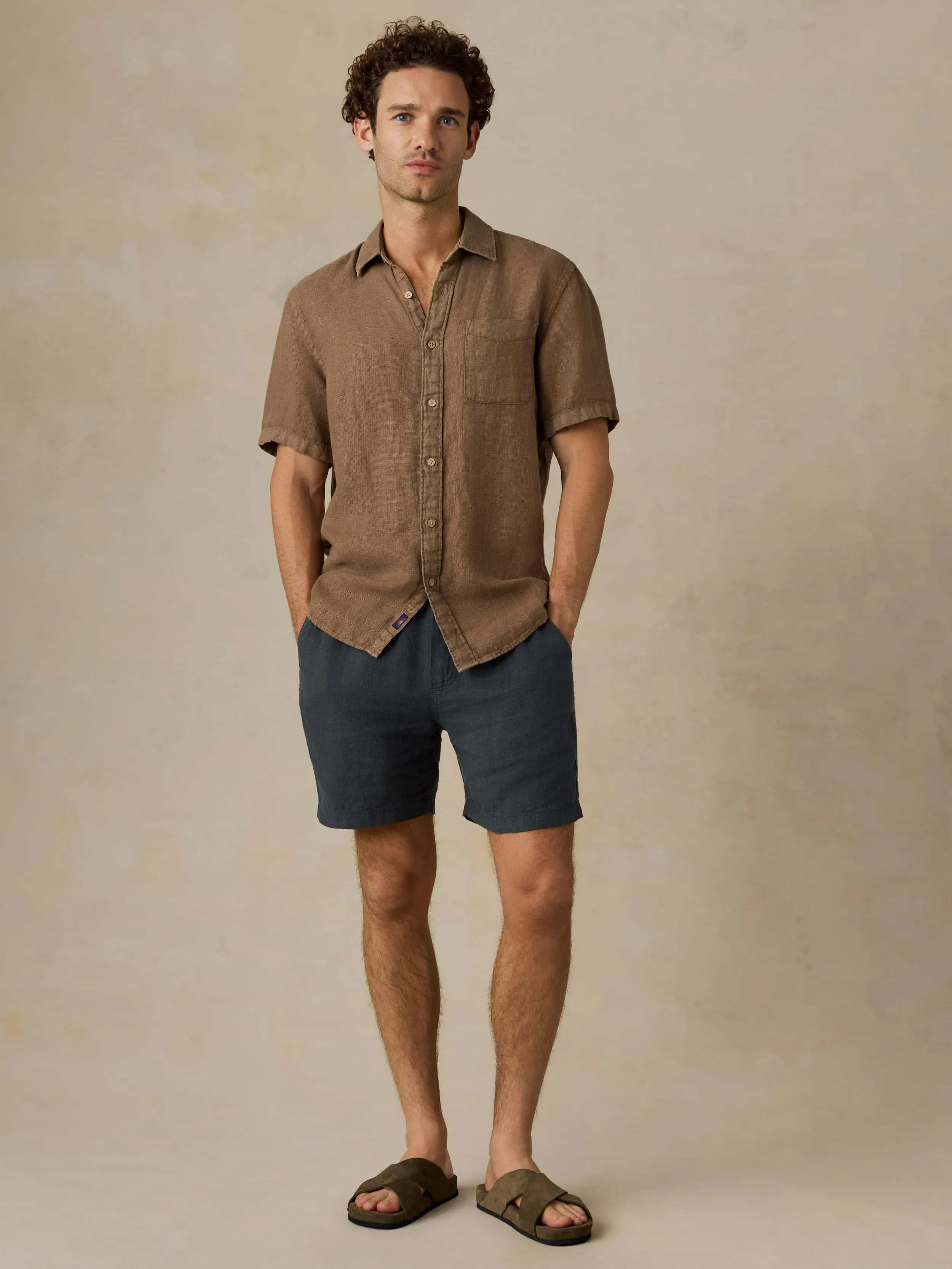 Short-Sleeve Palma Linen Shirt - Island Brown sold by Faherty product image thumbnail 5