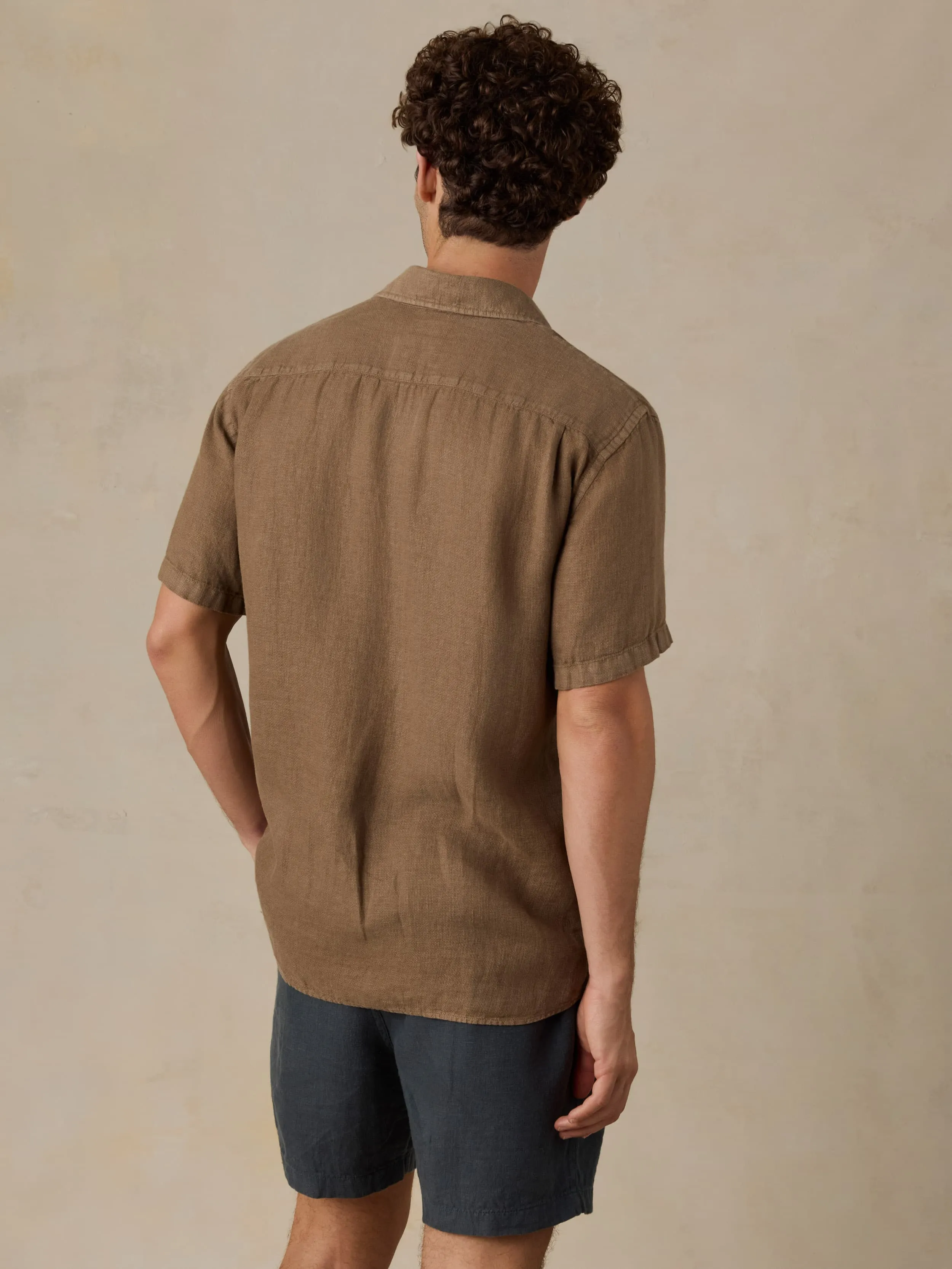 Short-Sleeve Palma Linen Shirt - Island Brown sold by Faherty product image thumbnail 3
