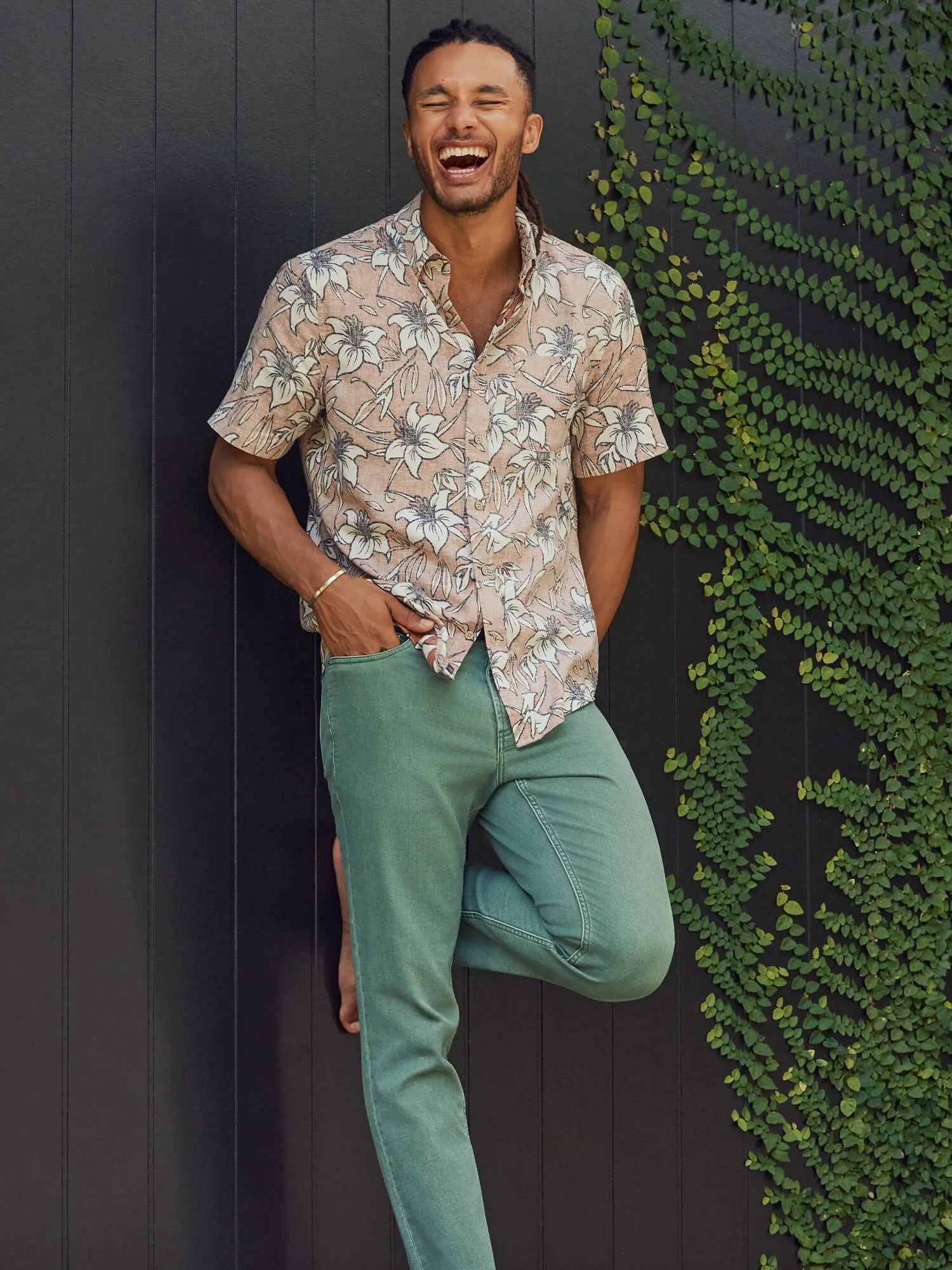 Short-Sleeve Breeze Shirt - Cloud Rust Lotus sold by Faherty