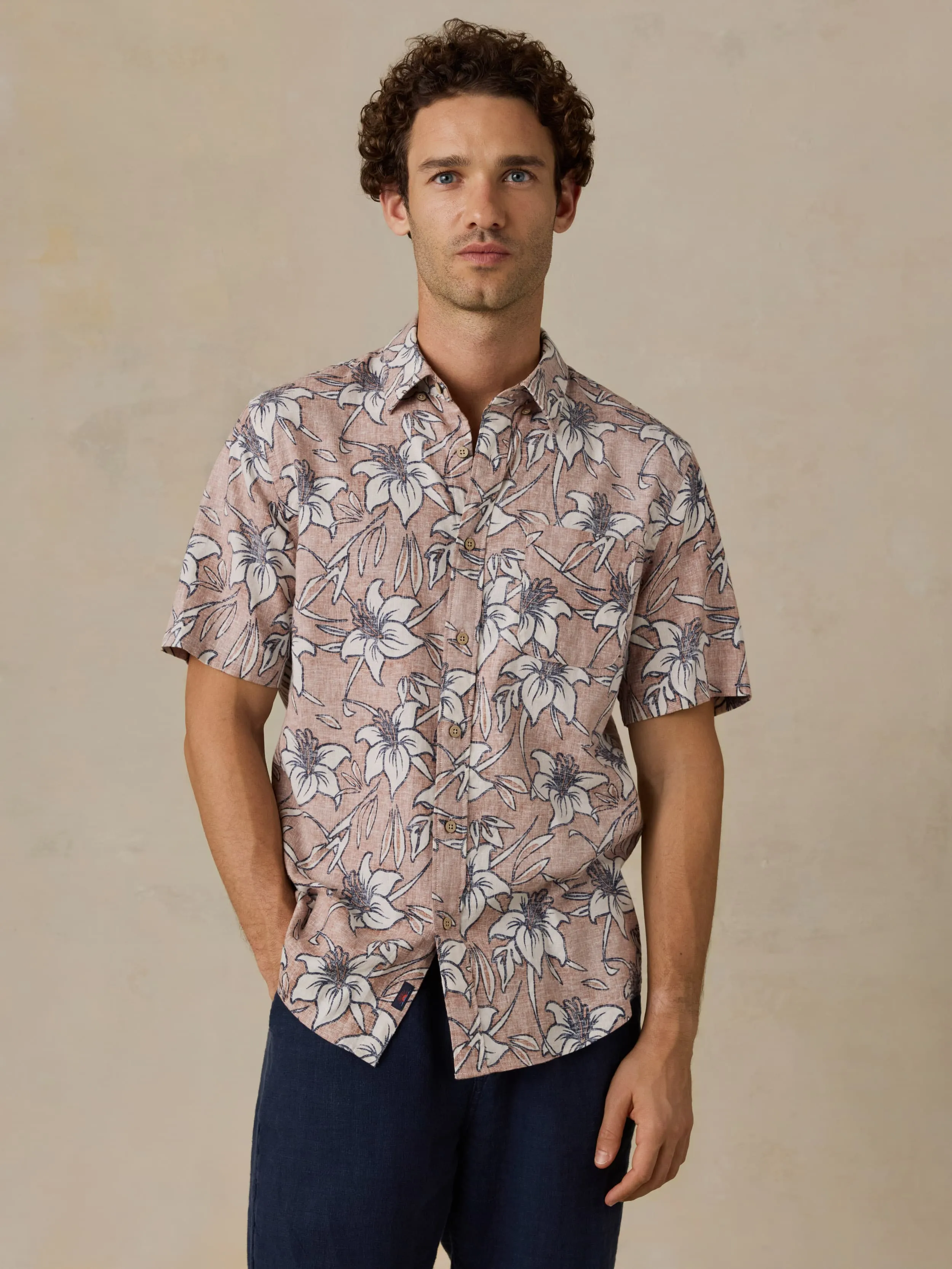 Short-Sleeve Breeze Shirt - Cloud Rust Lotus sold by Faherty product image thumbnail 2