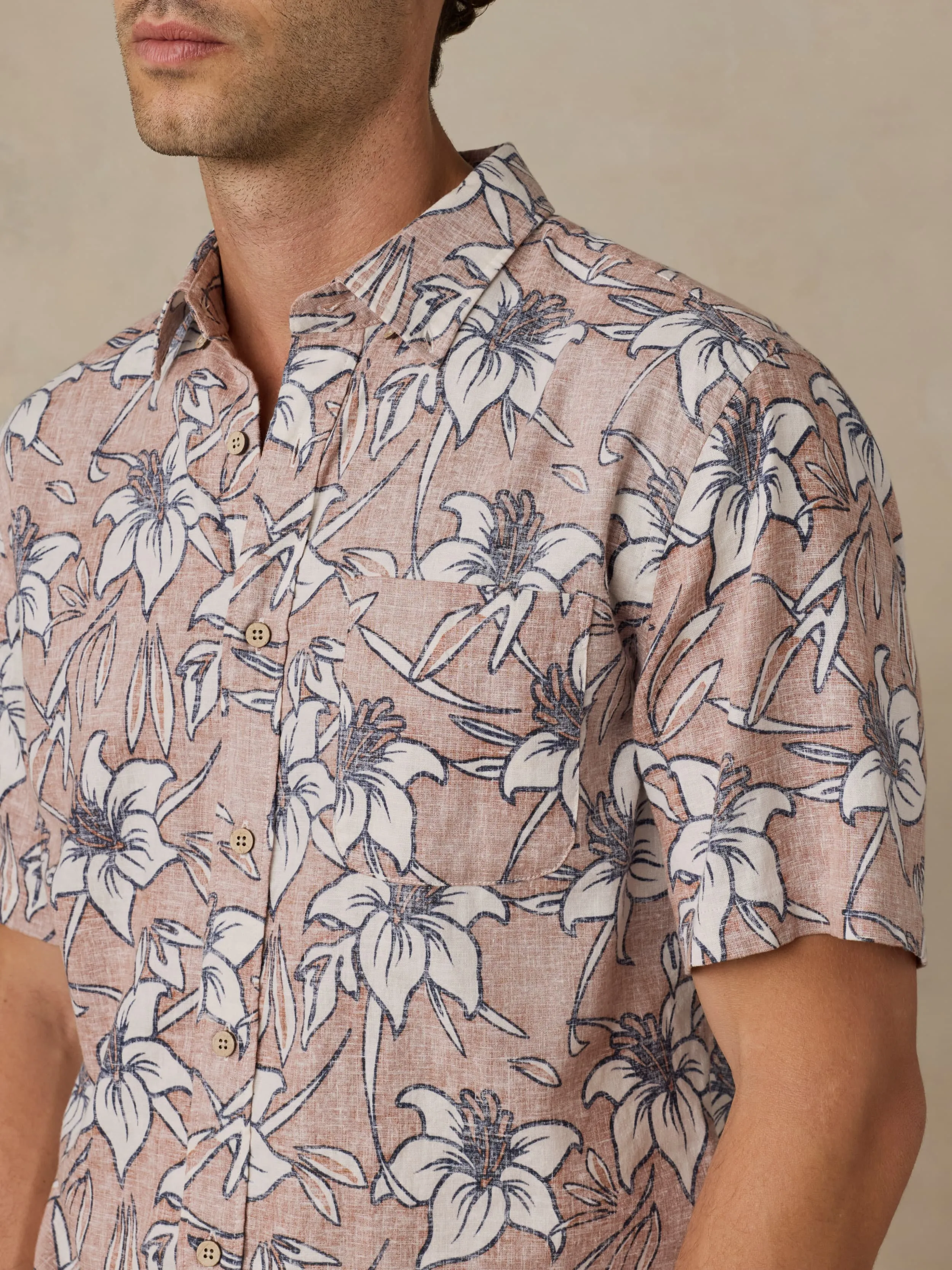 Short-Sleeve Breeze Shirt - Cloud Rust Lotus sold by Faherty product image thumbnail 3