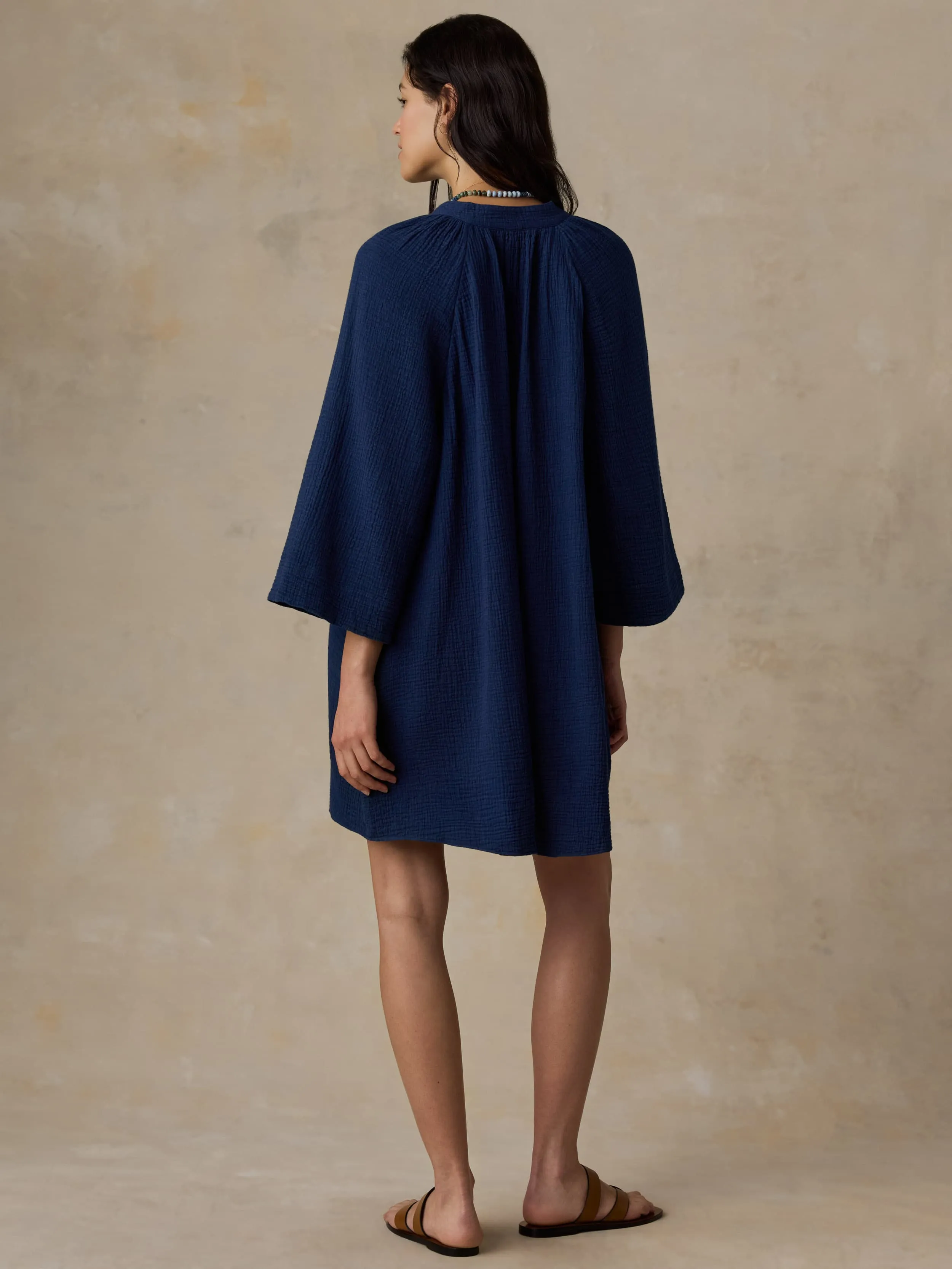 Dune Cotton Gauze Mina Dress - Dark Indigo Wash sold by Faherty product image thumbnail 3