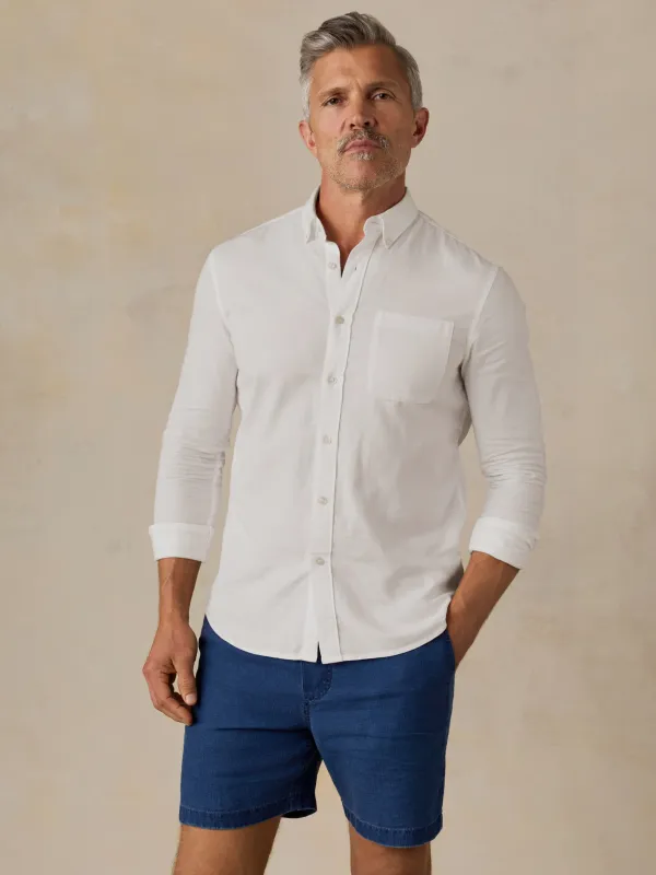 Long-Sleeve Weightless Cotton Shirt - Pure White made by Faherty
