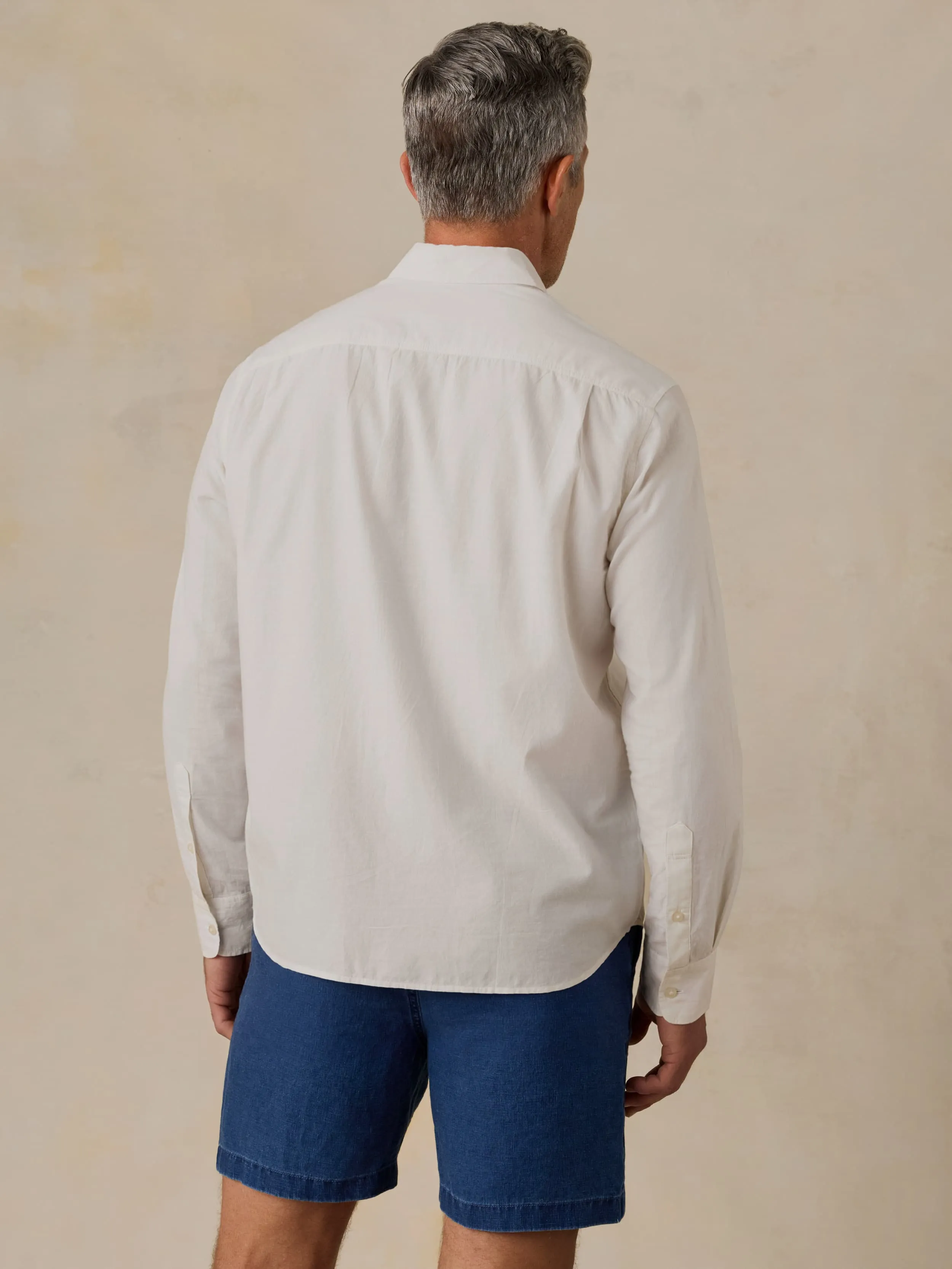Long-Sleeve Weightless Cotton Shirt - Pure White sold by Faherty product image thumbnail 4