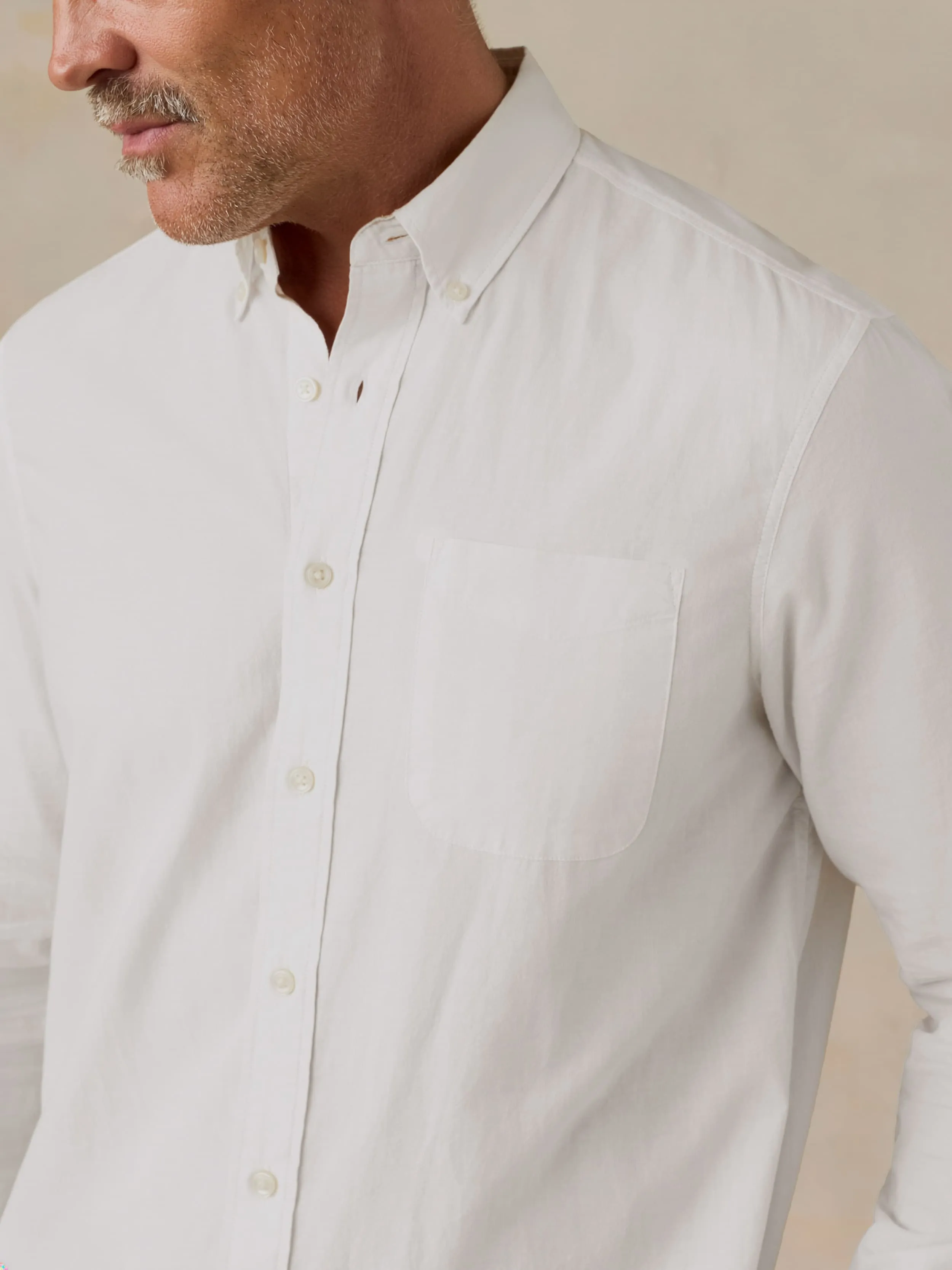 Long-Sleeve Weightless Cotton Shirt - Pure White sold by Faherty product image thumbnail 3