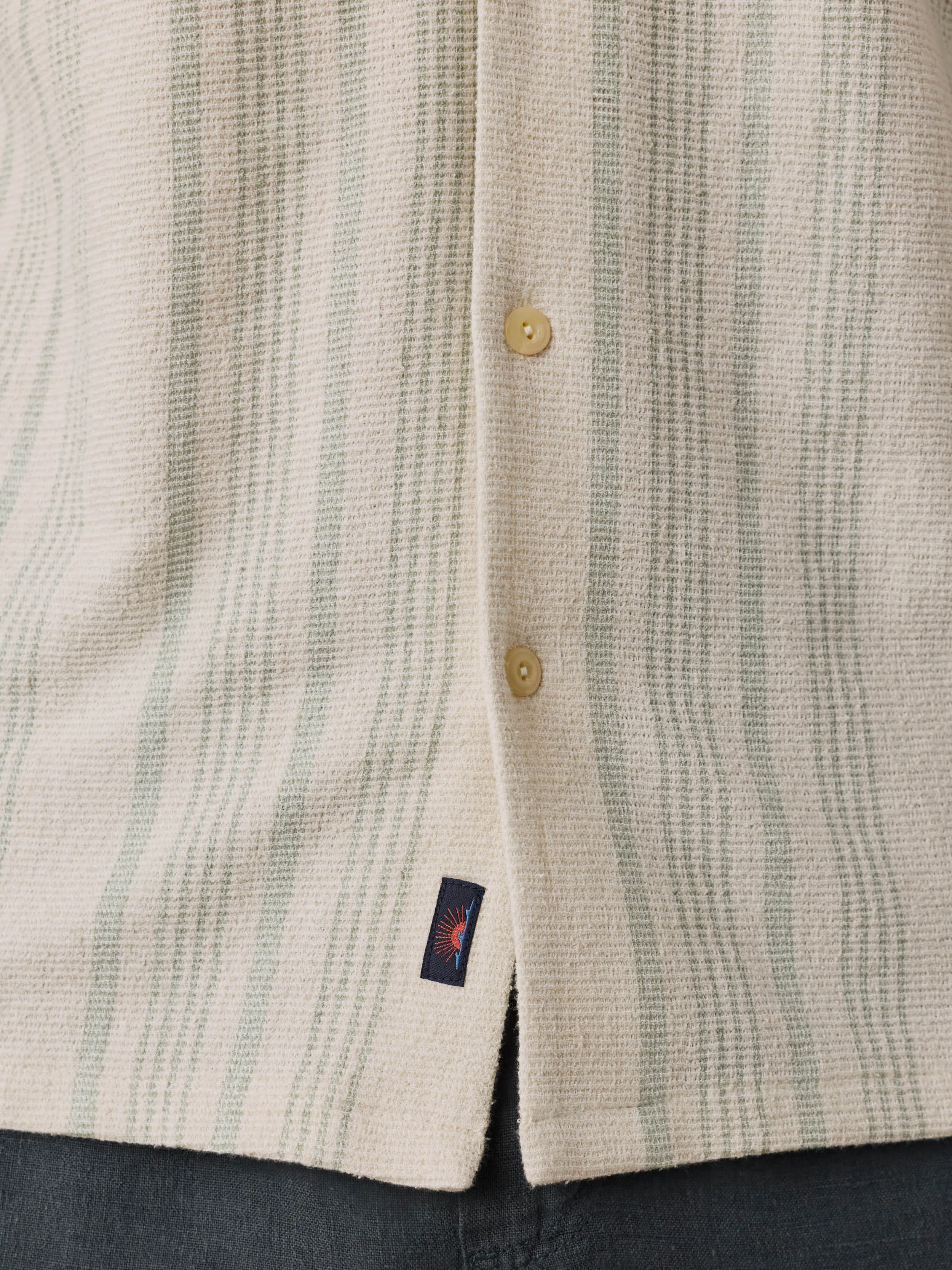 Short-Sleeve Oasis Camp Shirt - Sage Beach Stripe sold by Faherty product image thumbnail 4