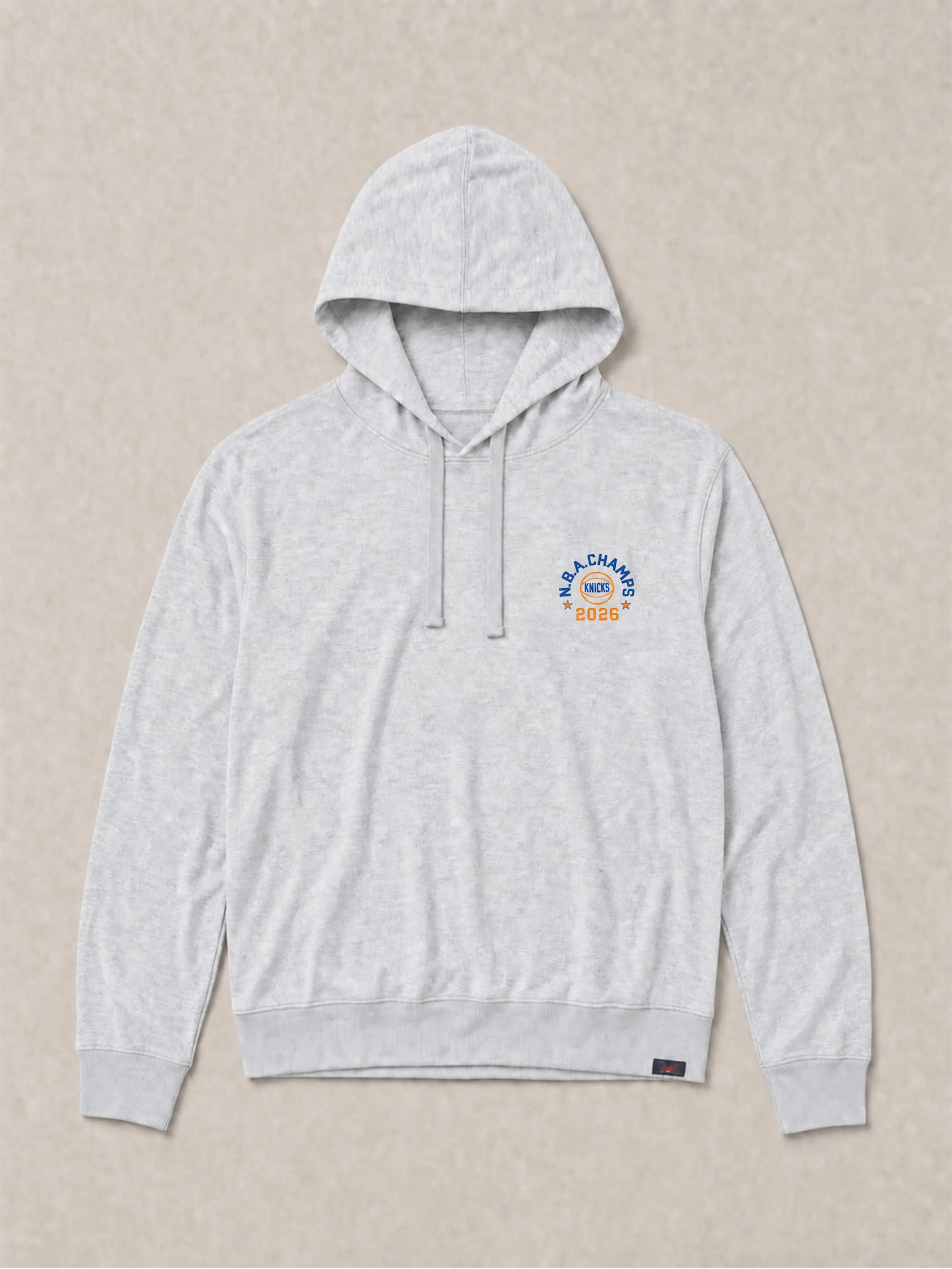 NY Knicks Sunwashed Organic Hoodie - Light Grey Heather sold by Faherty product image thumbnail 2