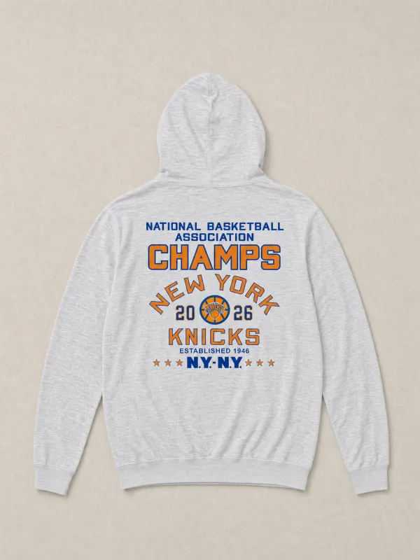 NY Knicks Sunwashed Organic Hoodie - Light Grey Heather made by Faherty
