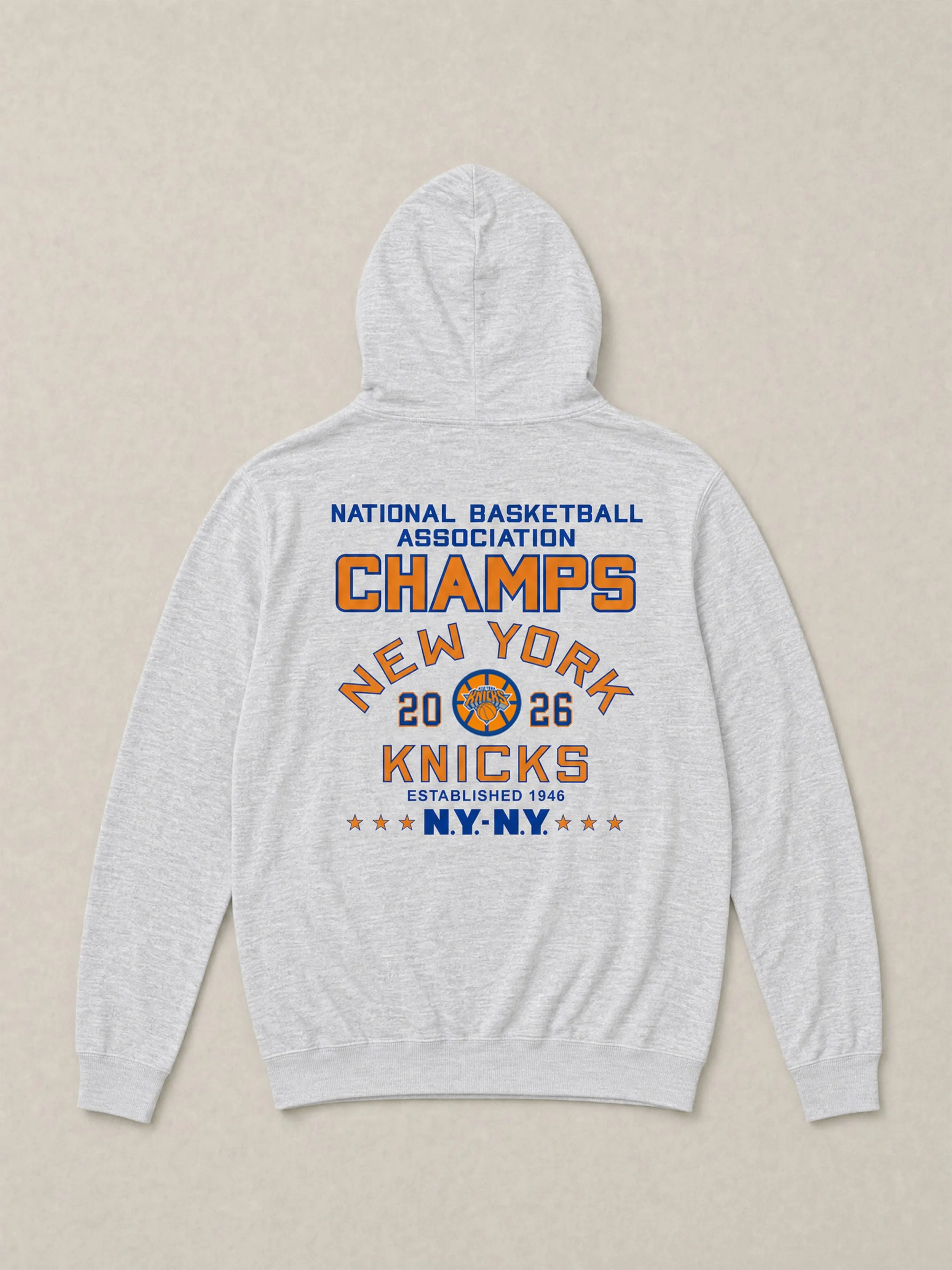 NY Knicks Sunwashed Organic Hoodie - Light Grey Heather sold by Faherty