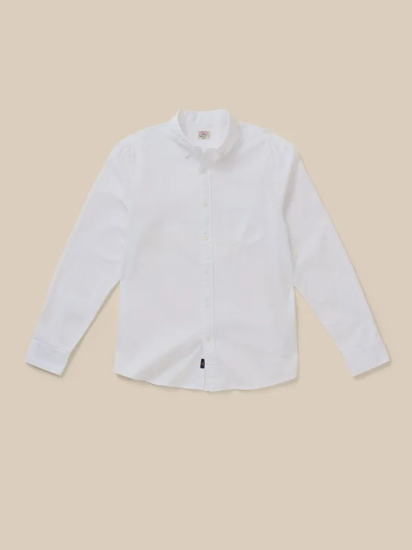 Laundered Oxford Shirt - Pure White made by Faherty