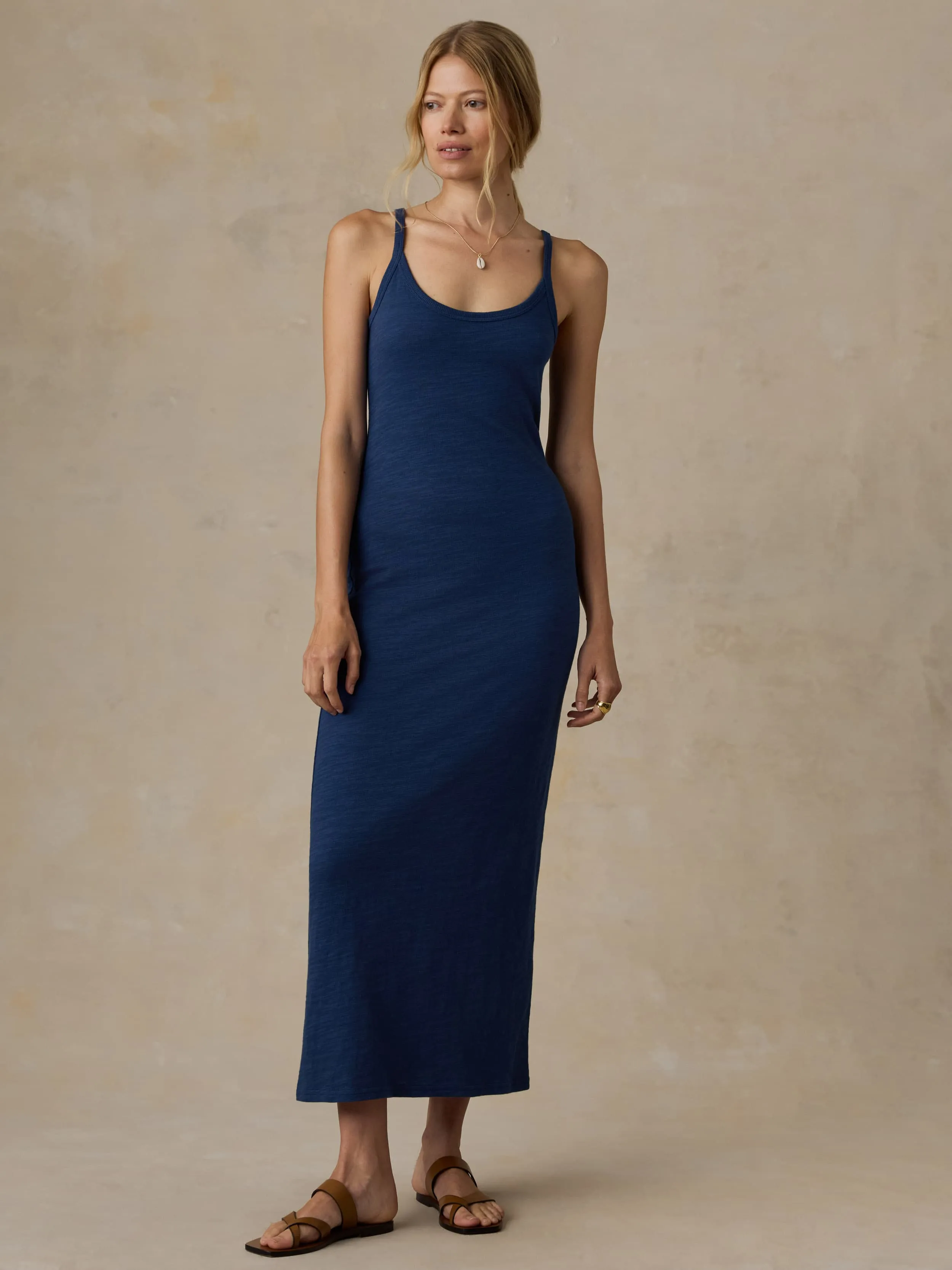 Sunwashed Slub Tank Dress - Sea Navy sold by Faherty product image thumbnail 5