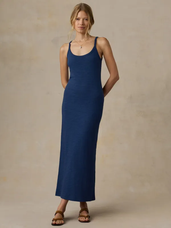Sunwashed Slub Tank Dress - Sea Navy made by Faherty