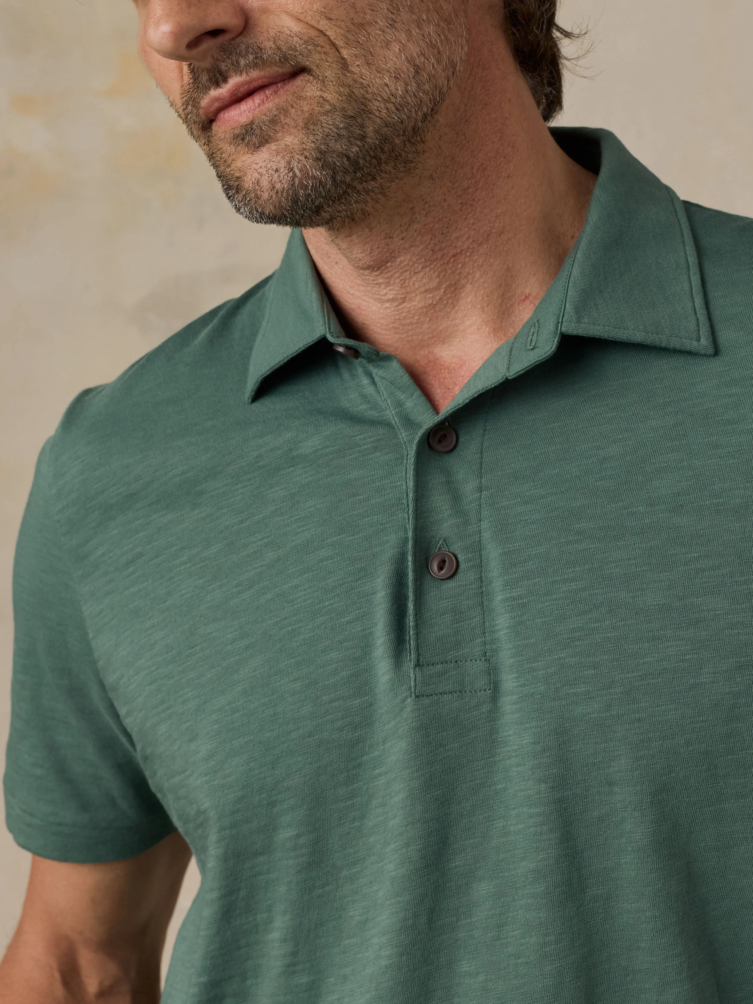 Sunwashed T-Shirt Polo - Island Spruce sold by Faherty product image thumbnail 5
