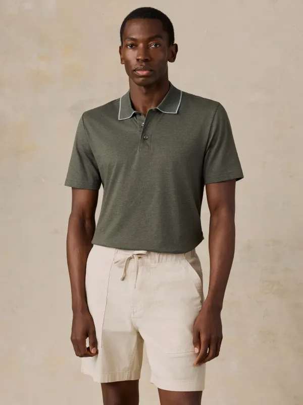Short-Sleeve Movement™ Pique Polo - Tropics Olive Melange made by Faherty