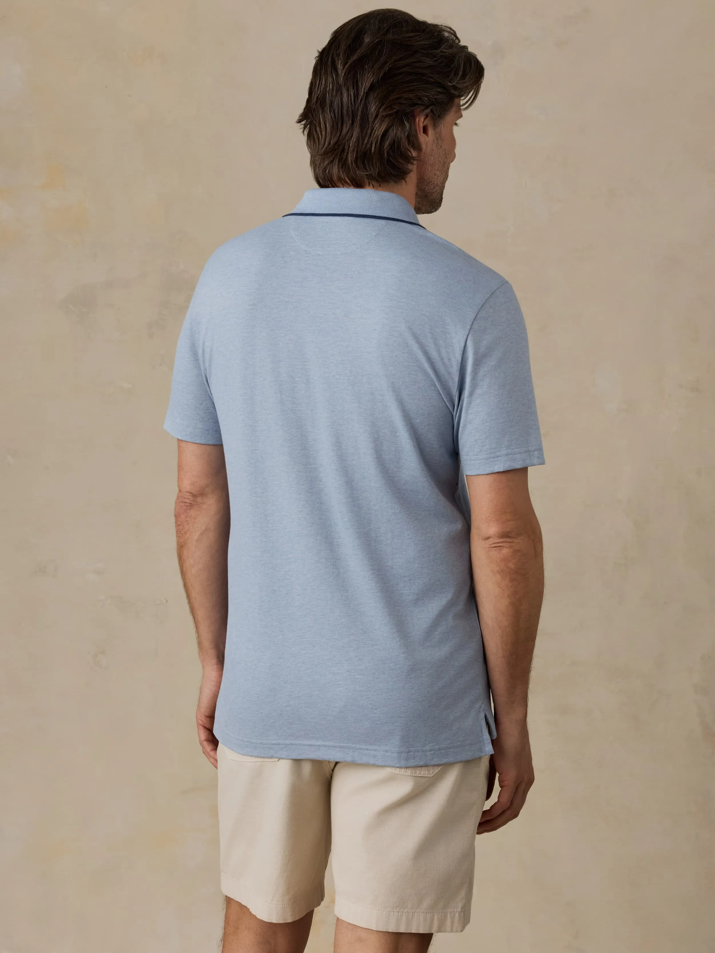 Short-Sleeve Movement™ Pique Polo - Inland Creek Melange sold by Faherty product image thumbnail 4