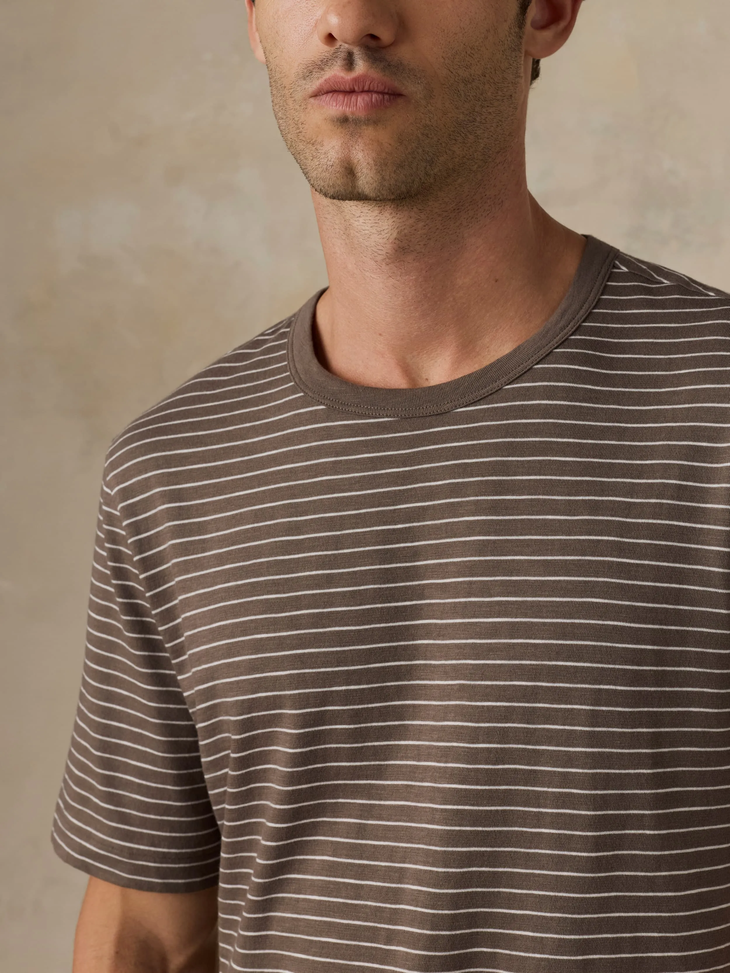 Sunwashed Regenerative Tee - Verona Brown Stripe sold by Faherty product image thumbnail 2