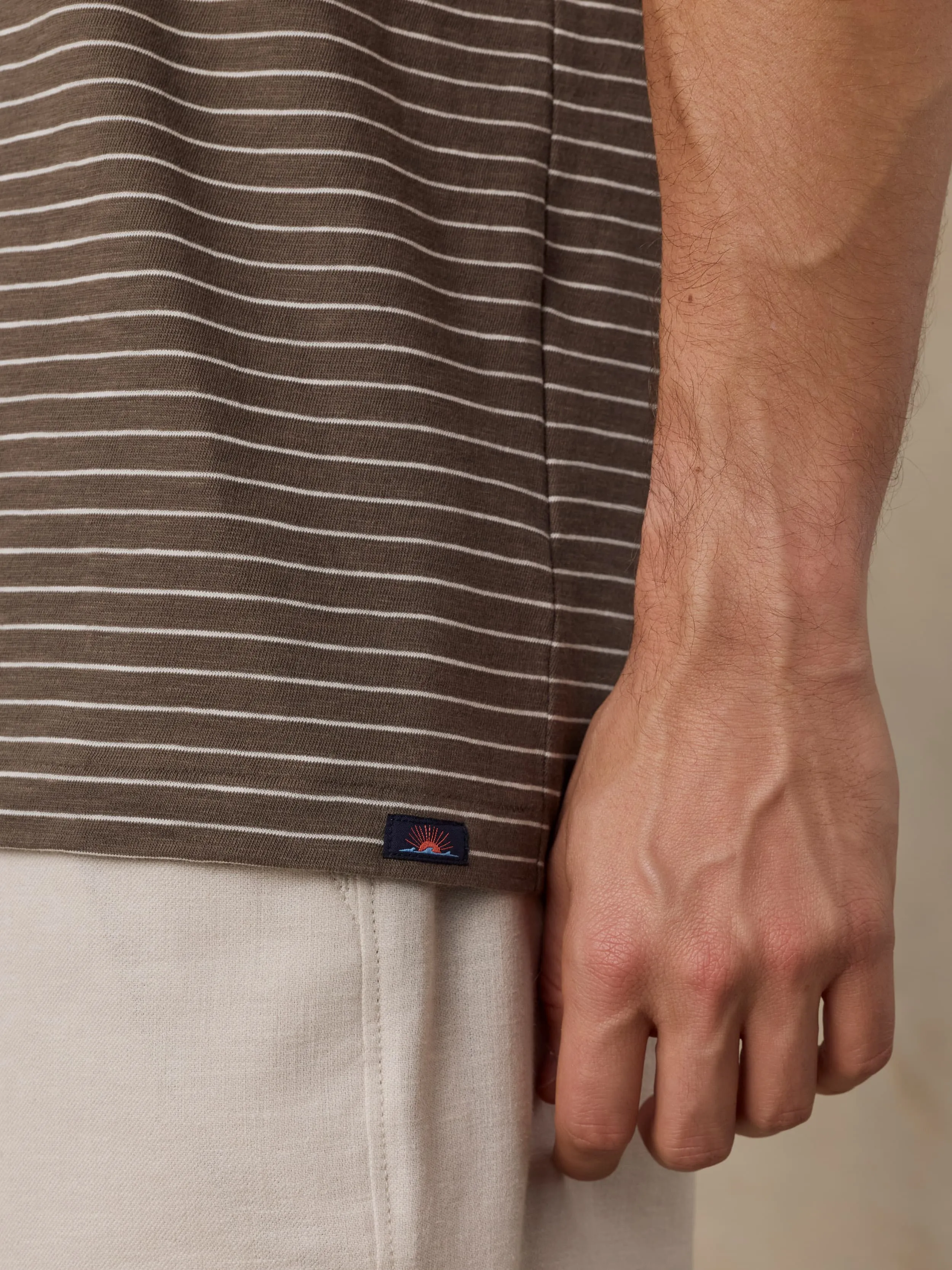 Sunwashed Regenerative Tee - Verona Brown Stripe sold by Faherty product image thumbnail 5