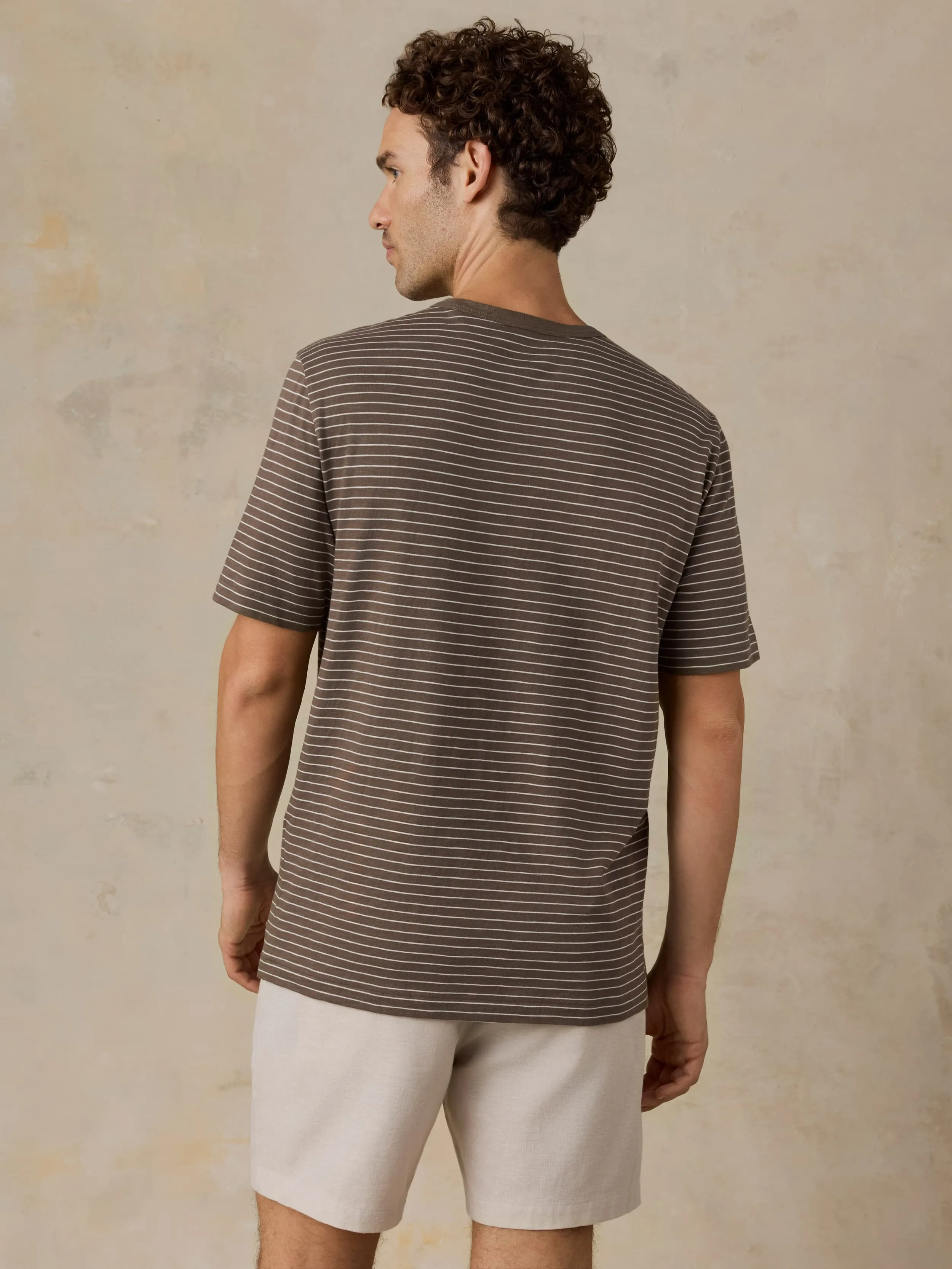 Sunwashed Regenerative Tee - Verona Brown Stripe sold by Faherty product image thumbnail 3