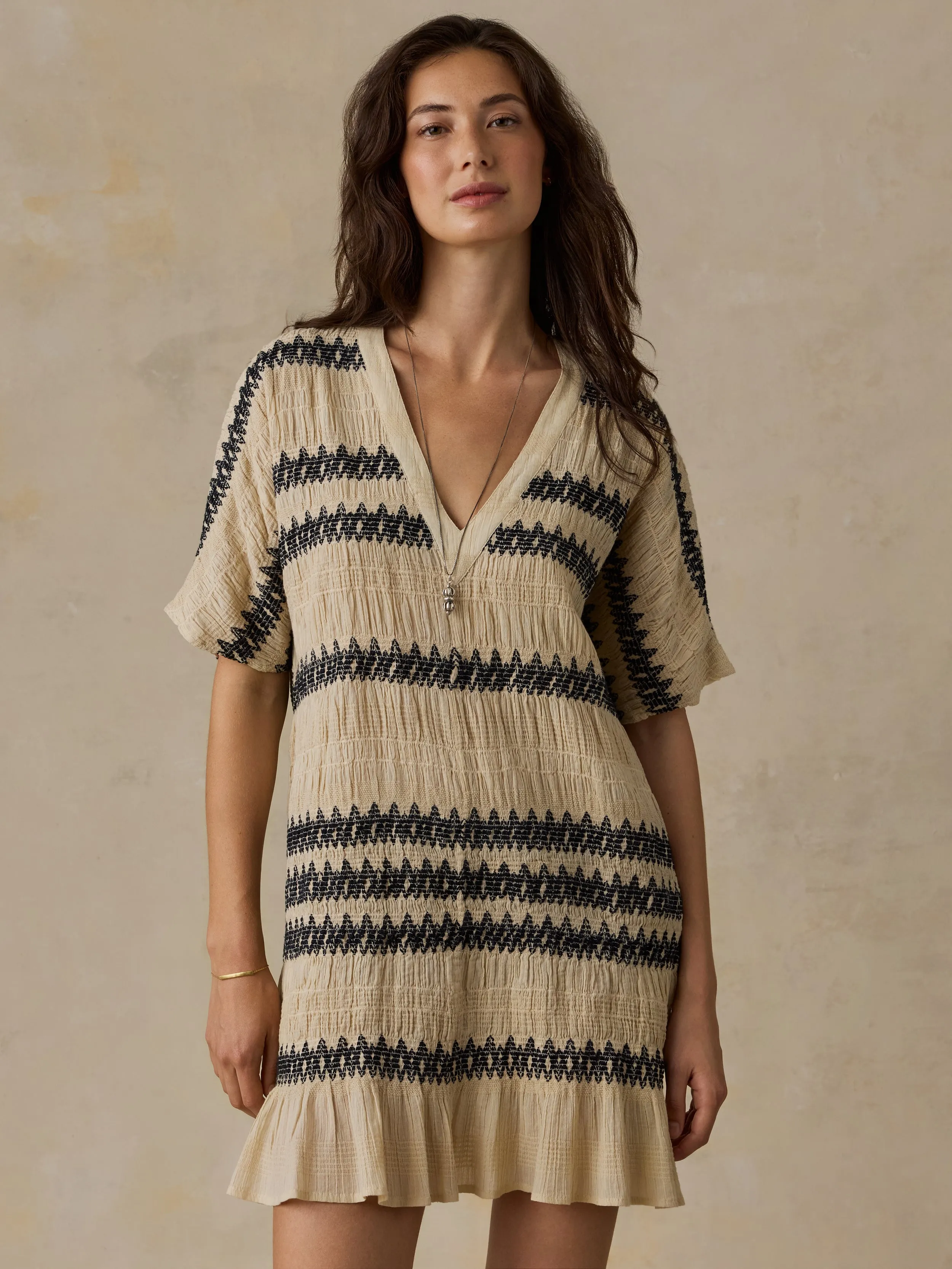 Selene Mini Dress - Angora sold by Faherty