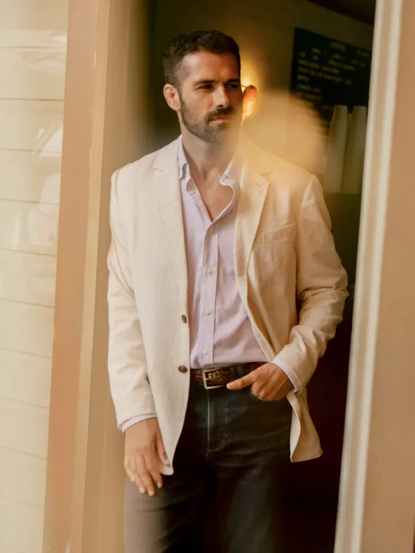 Reserve Knit Blazer - Sand Shell Melange made by Faherty