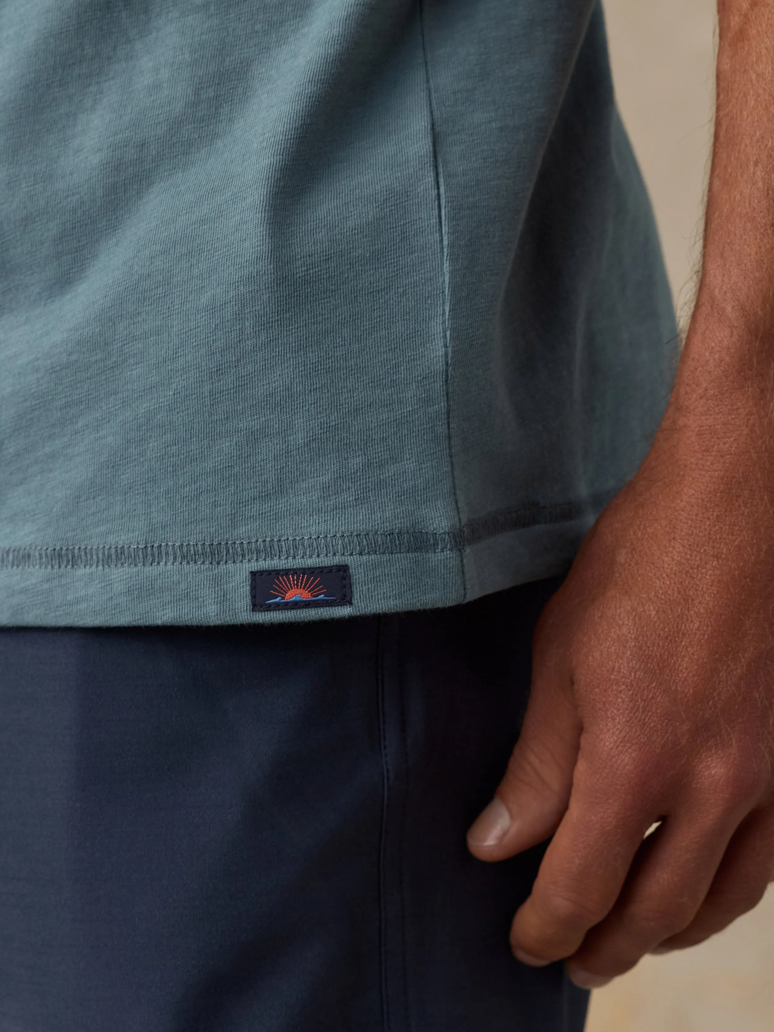 Short-Sleeve Sunwashed Regenerative Henley - Seaglass Blue sold by Faherty product image thumbnail 5