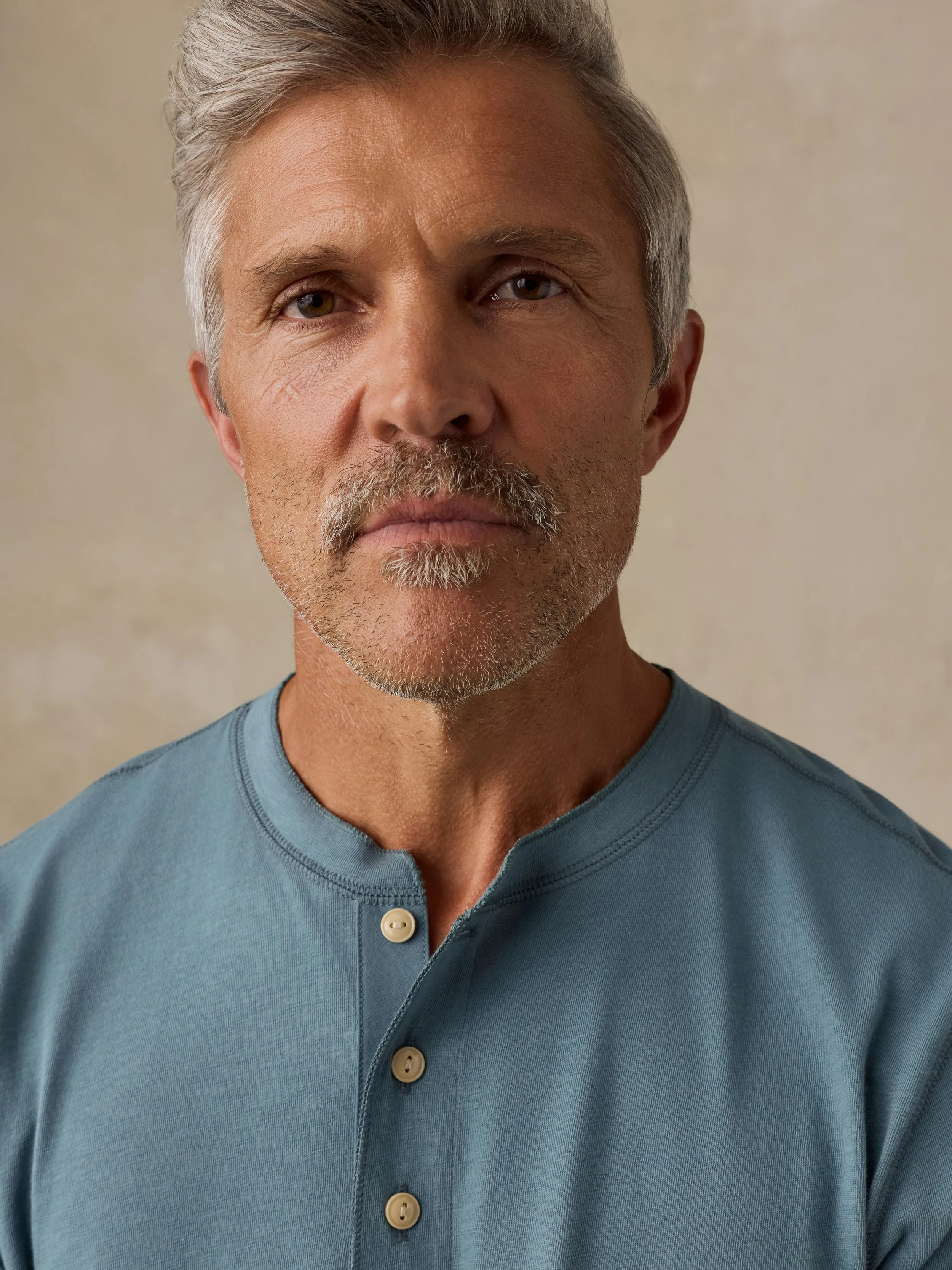 Short-Sleeve Sunwashed Regenerative Henley - Seaglass Blue sold by Faherty product image thumbnail 2