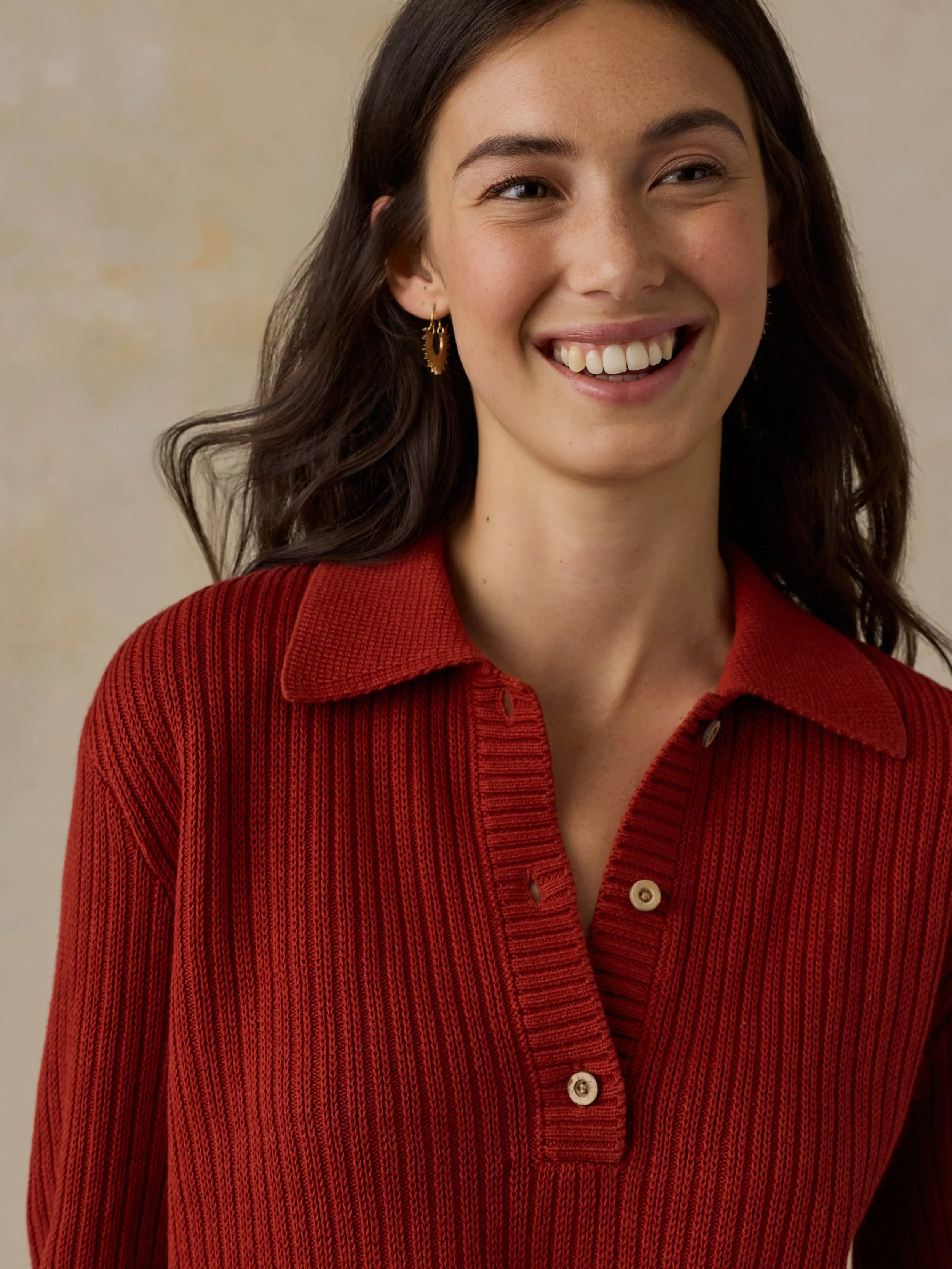 Miramar Linen Short-Sleeve Polo - Red Ochre sold by Faherty product image thumbnail 2