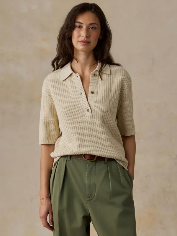 Miramar Linen Short-Sleeve Polo - Summer Sand made by Faherty