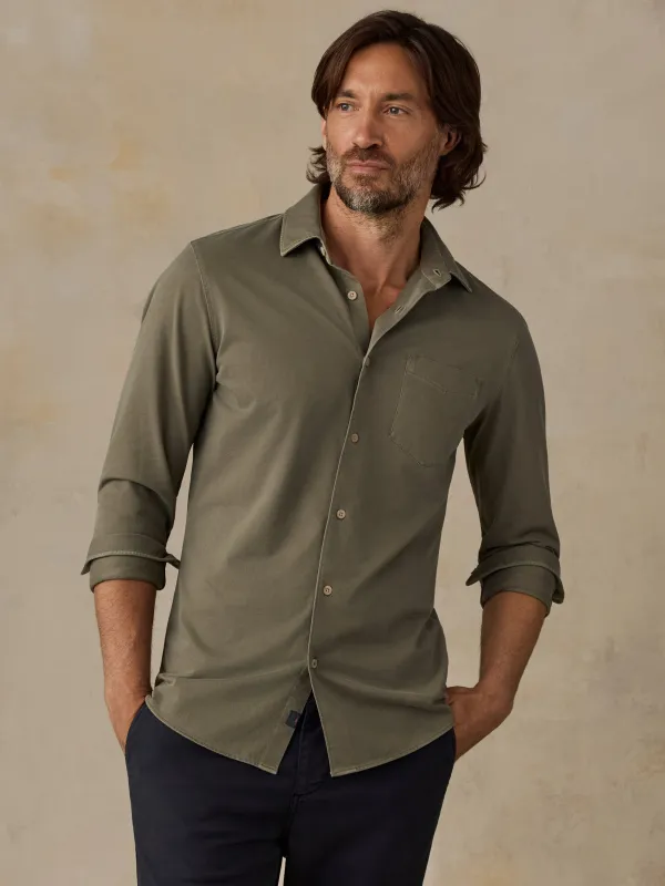Costa Pique Shirt - Ridge Olive made by Faherty