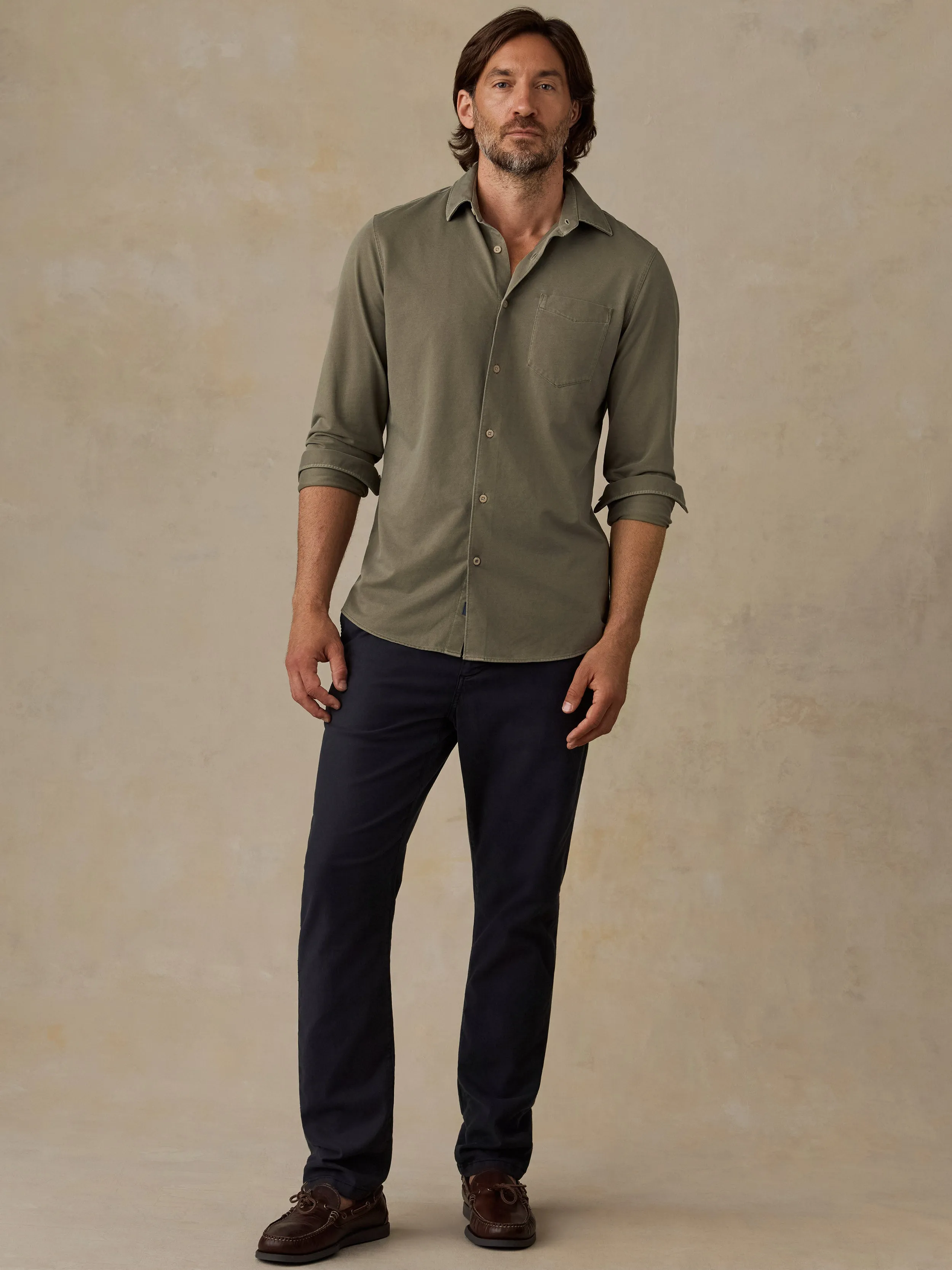 Costa Pique Shirt - Ridge Olive sold by Faherty product image thumbnail 5