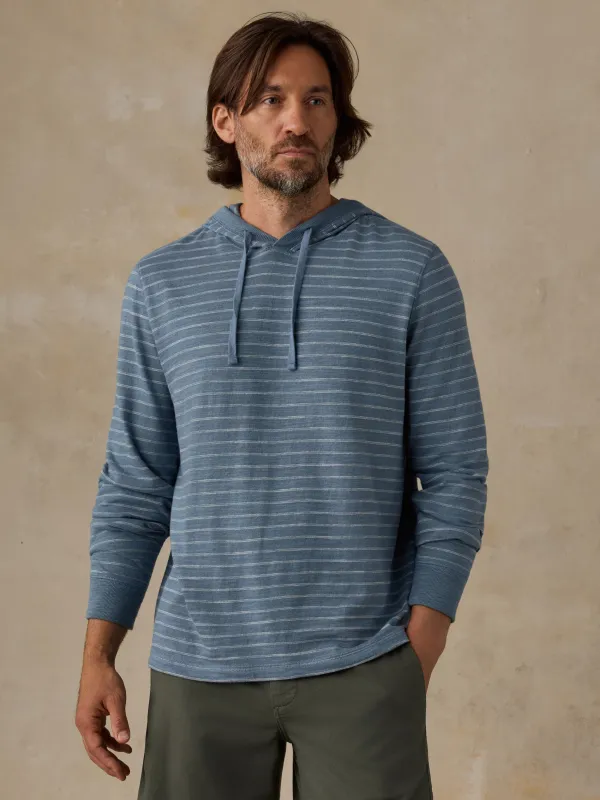 Sunwashed Organic Hoodie - Marine Rock Stripe made by Faherty