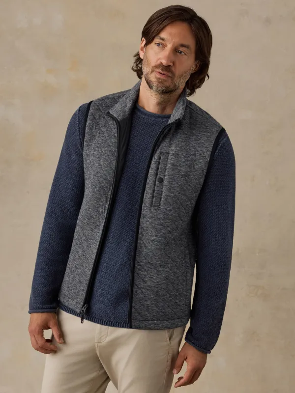 Epic Quilted Fleece Vest - Graphite Cloud Heather made by Faherty