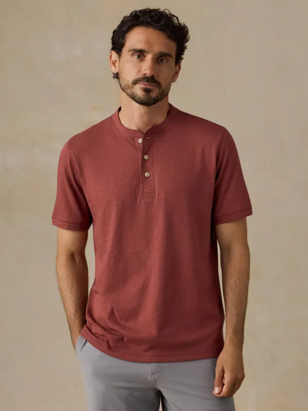 Short-Sleeve Sunwashed Regenerative Henley - Sunset Red made by Faherty