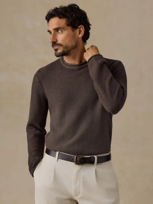 Sunwashed Dockside Sweater - Coast Brown made by Faherty