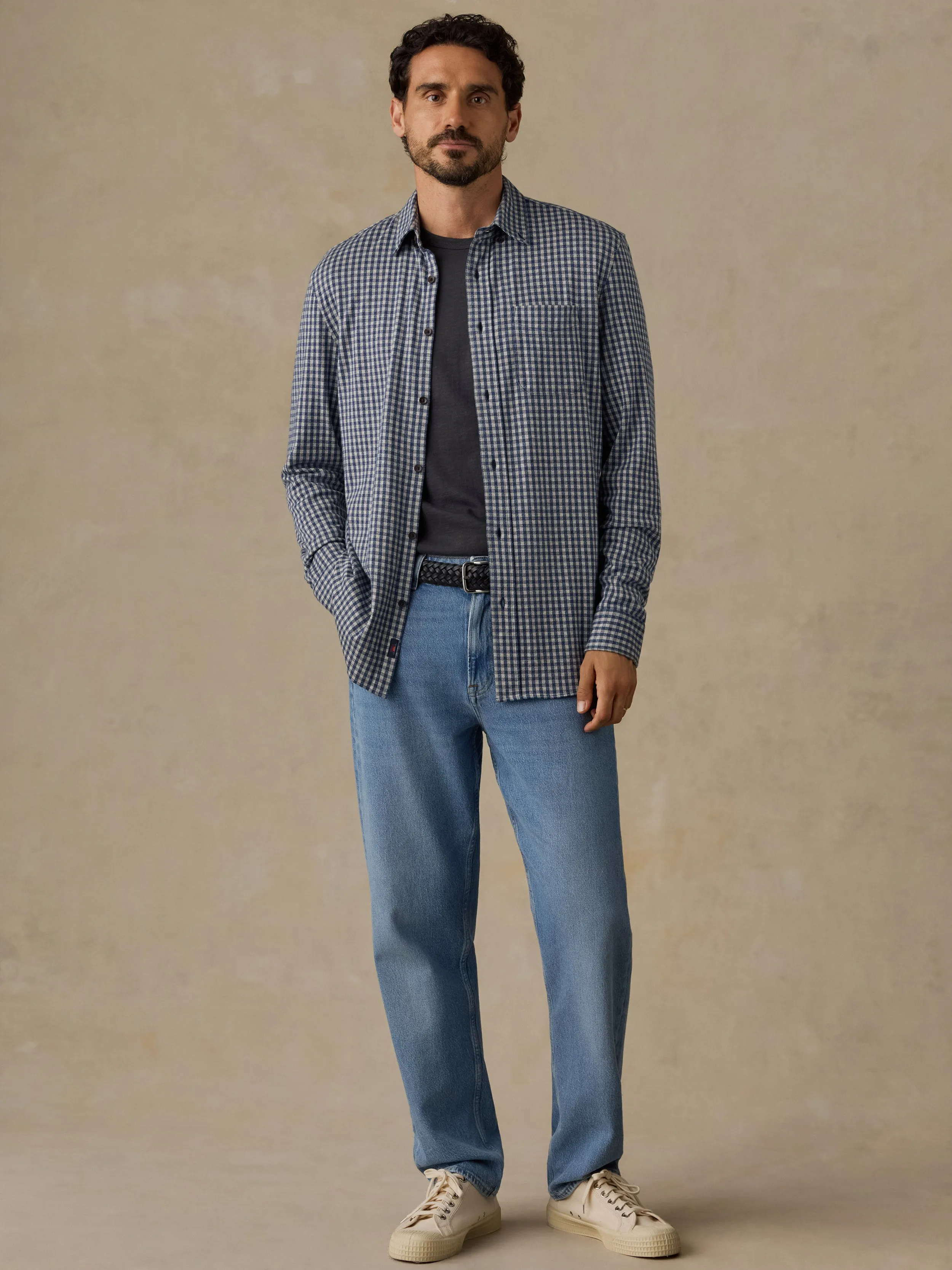 Coastline Knit Shirt - Blue Grey Gingham sold by Faherty product image thumbnail 2