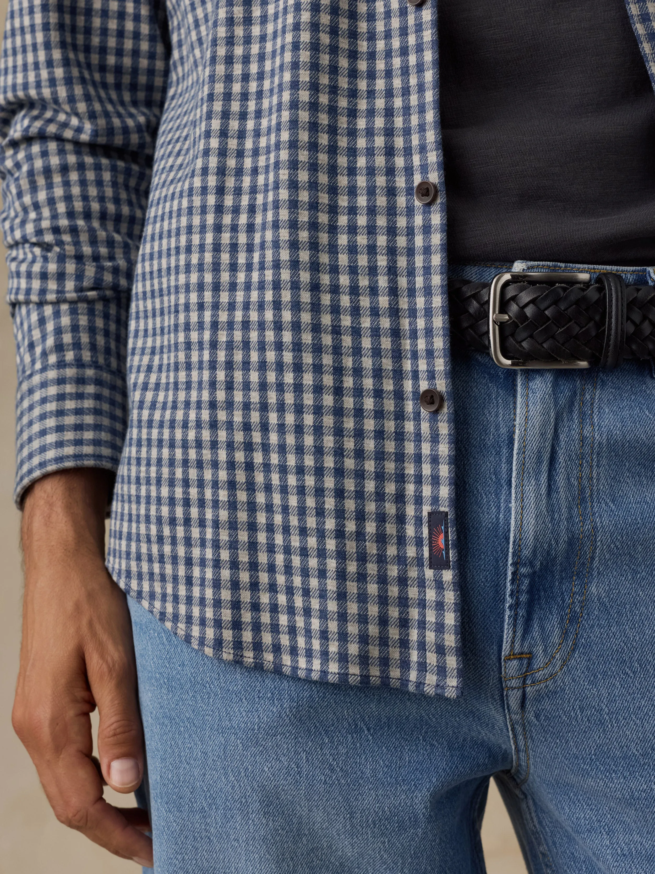 Coastline Knit Shirt - Blue Grey Gingham sold by Faherty product image thumbnail 5