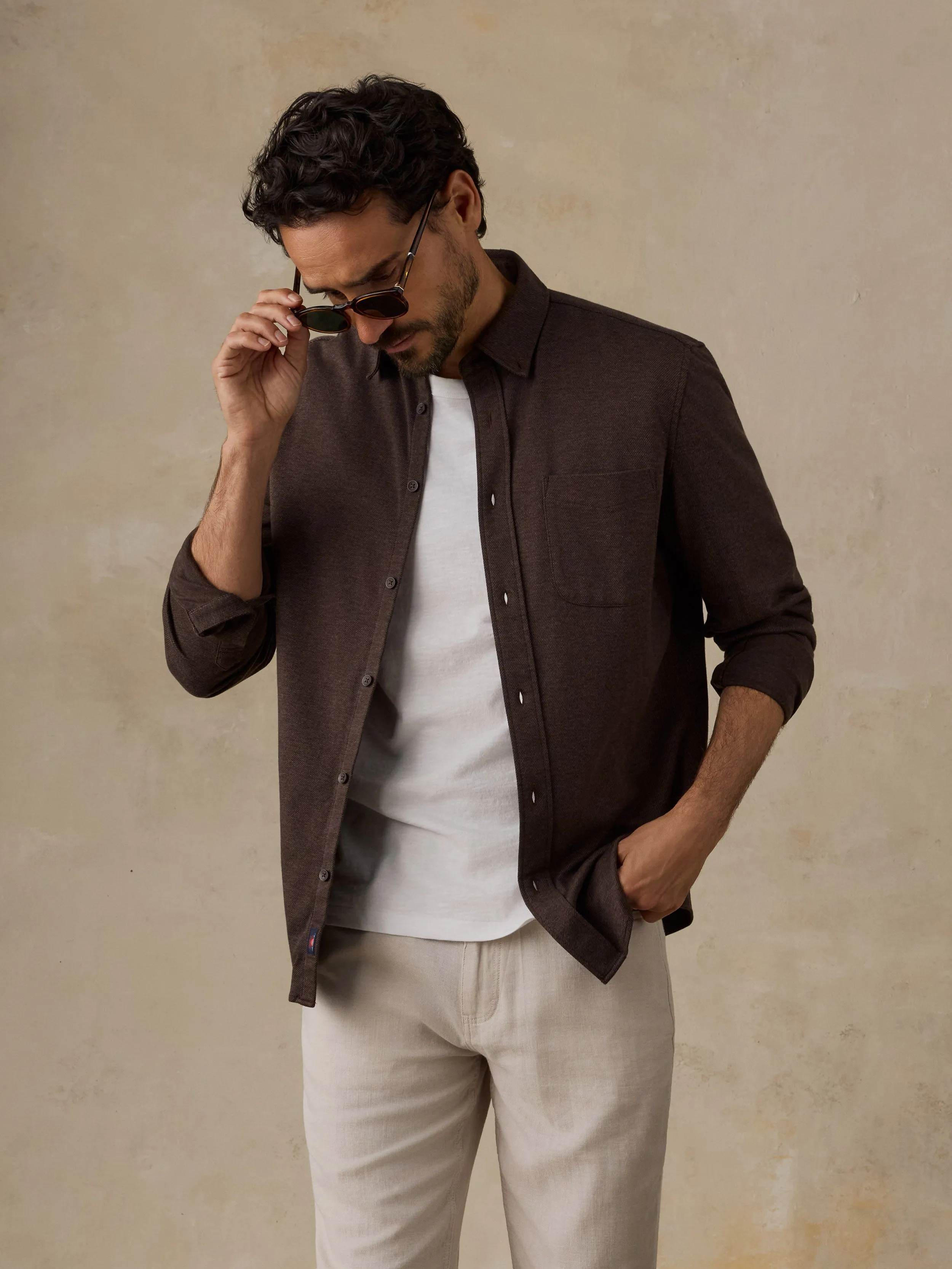Coastline Knit Shirt - Brown Road Twill sold by Faherty product image thumbnail 5