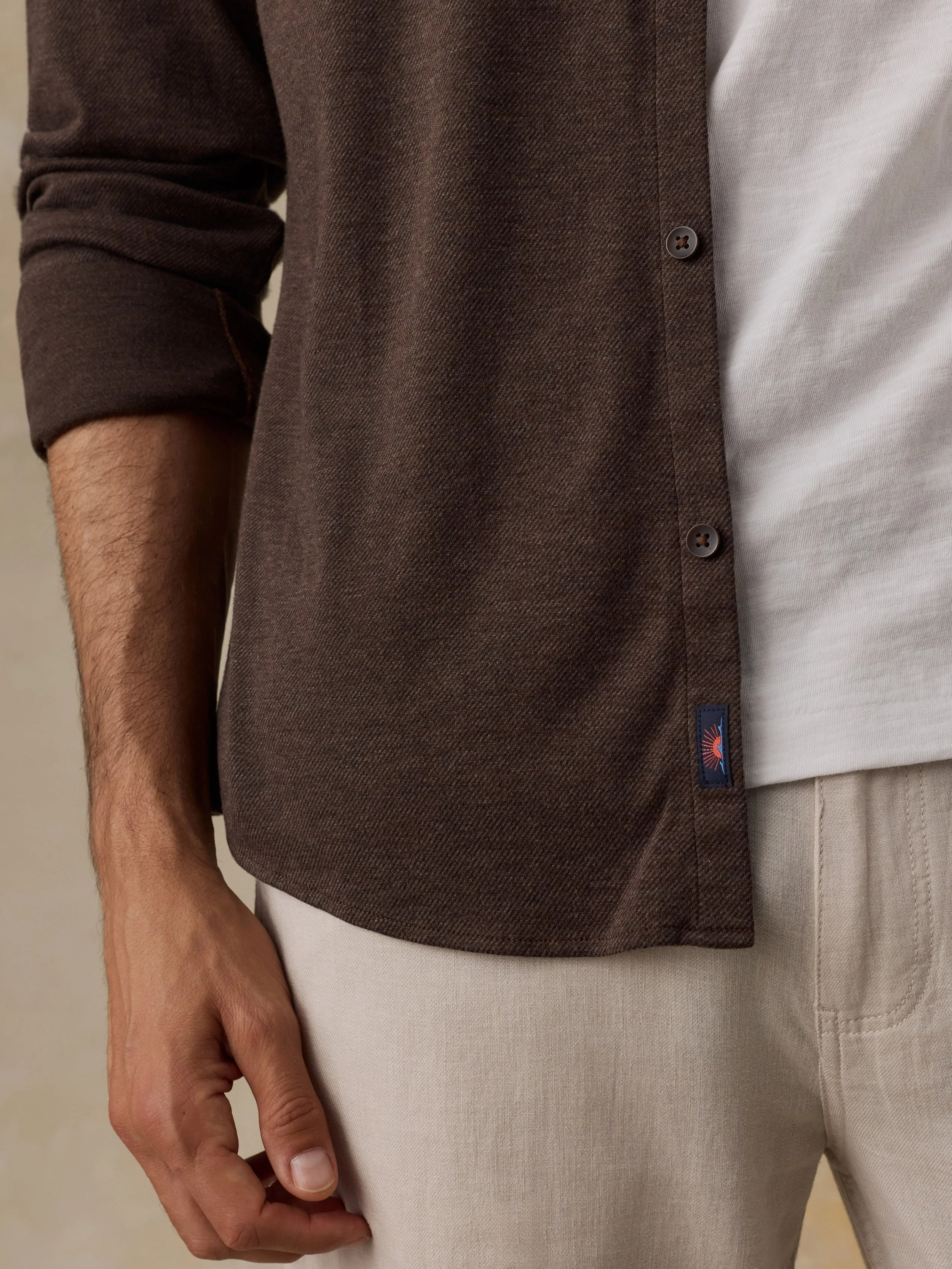 Coastline Knit Shirt - Brown Road Twill sold by Faherty product image thumbnail 4