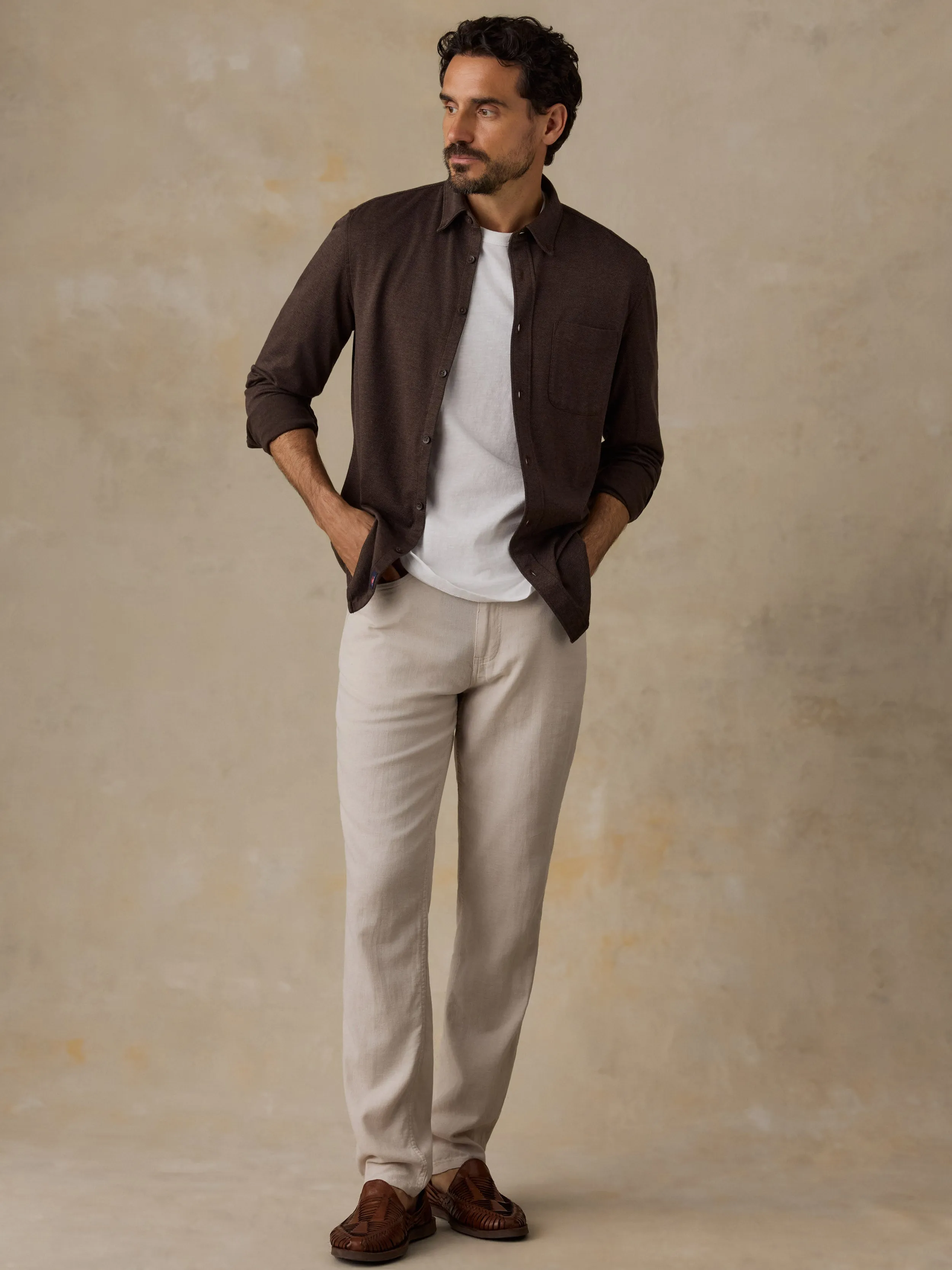 Coastline Knit Shirt - Brown Road Twill sold by Faherty product image thumbnail 2
