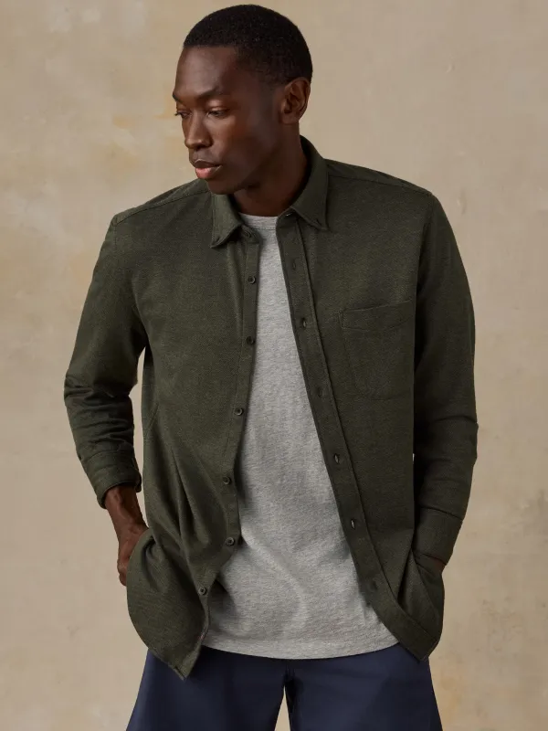 Coastline Knit Shirt - Forest Canyon Twill made by Faherty
