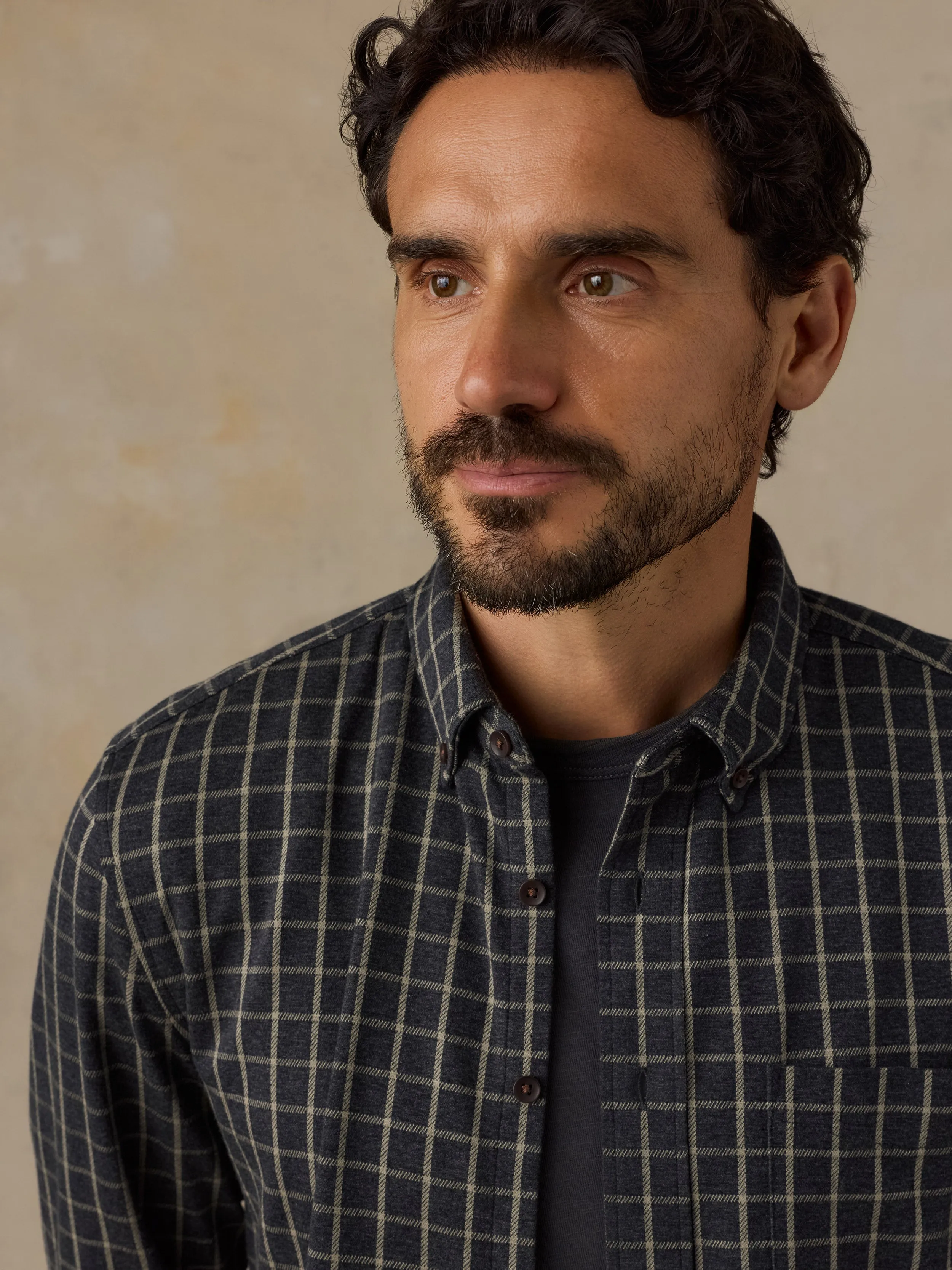 Coastline Knit Shirt - Charcoal Sage Check sold by Faherty product image thumbnail 2