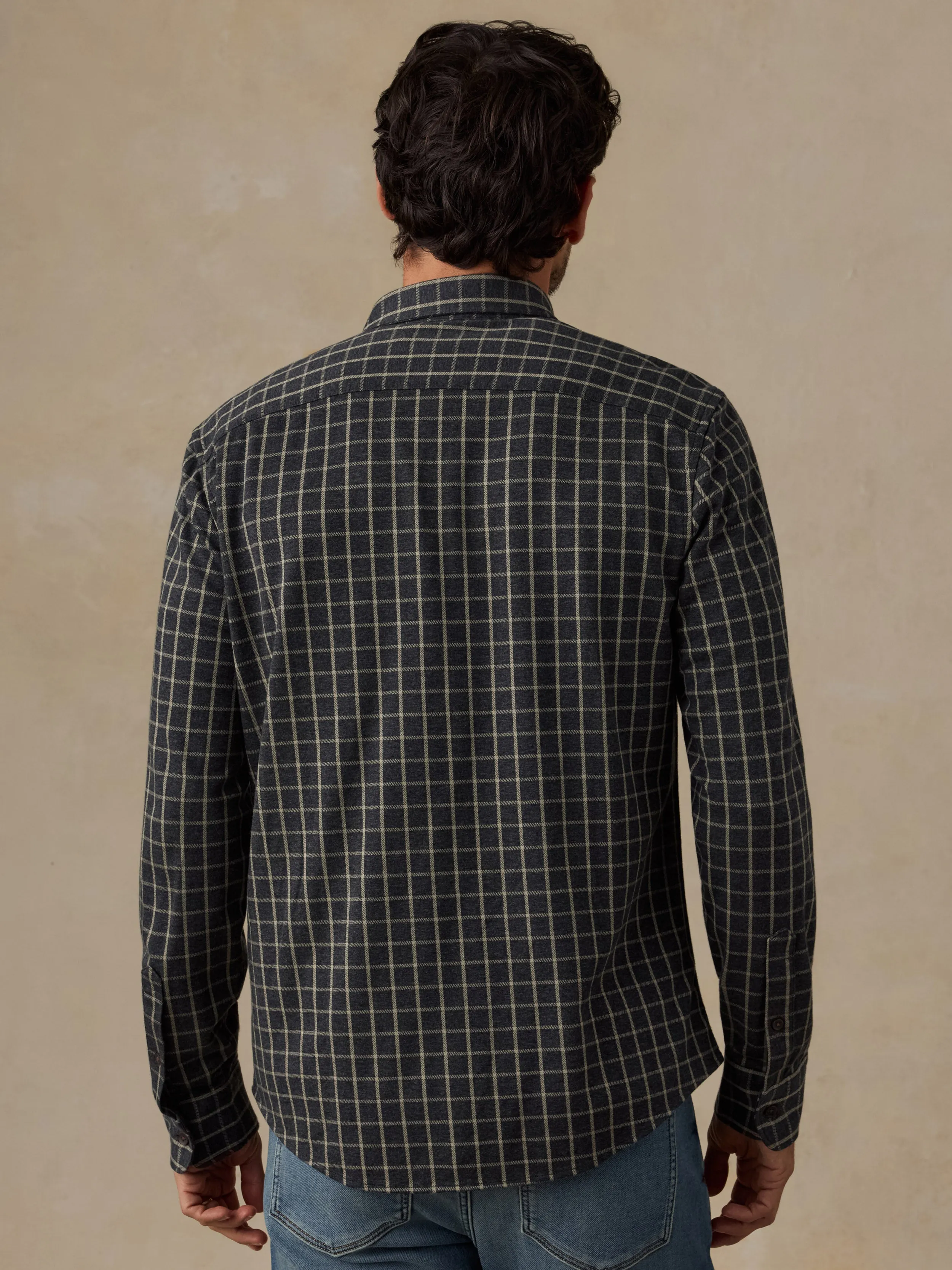 Coastline Knit Shirt - Charcoal Sage Check sold by Faherty product image thumbnail 3