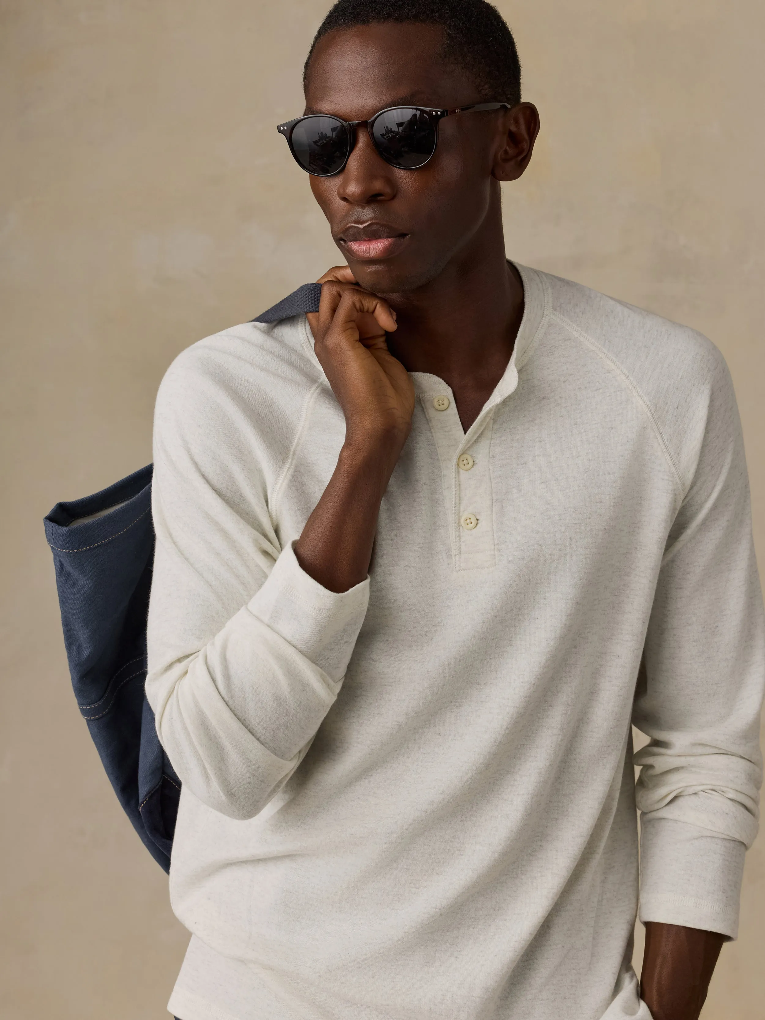 Long-Sleeve Cloud Henley - Snow Heather sold by Faherty product image thumbnail 2