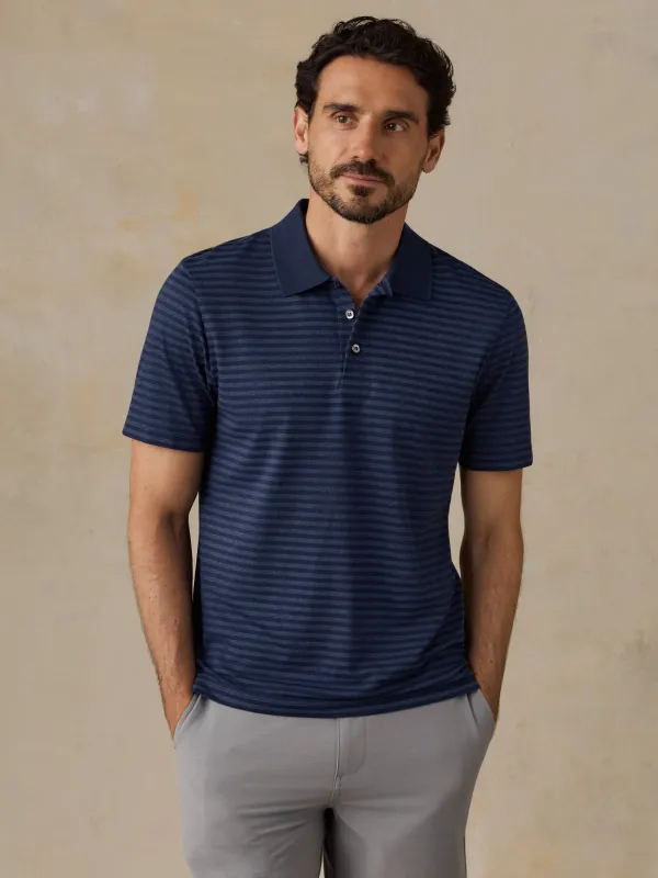 Short-Sleeve Movement Pique Polo - Twilight Stream Stripe made by Faherty