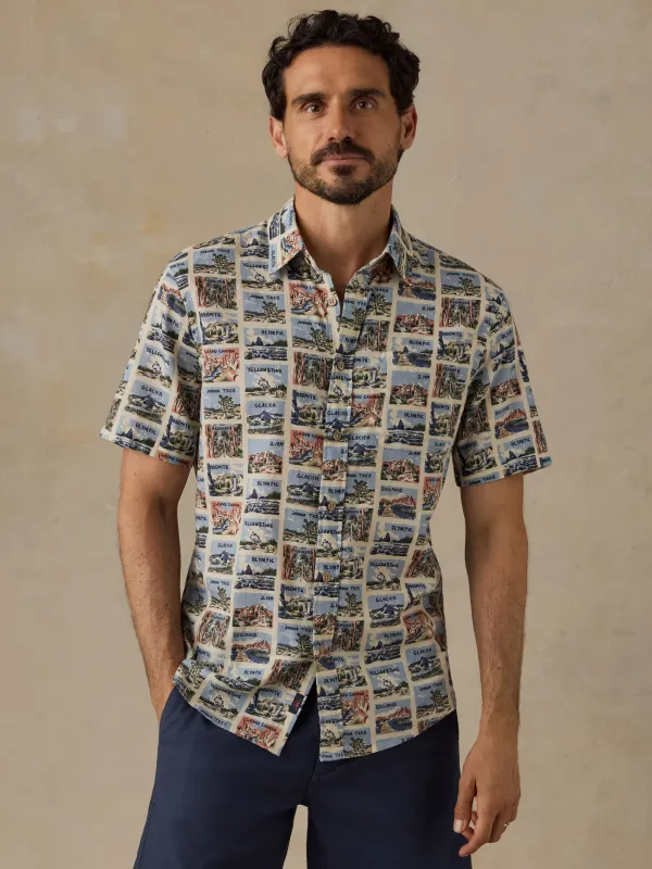 Faherty x Parks Project Short-Sleeve Breeze Shirt - Sand Parks Tile made by Faherty
