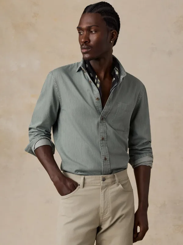 Patina Chambray Shirt - Spruce made by Faherty