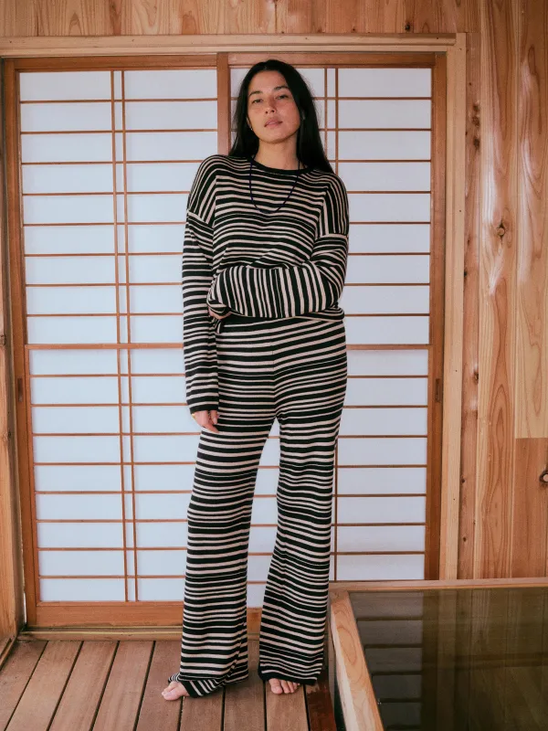 Cotton Cashmere Sweater Pant - Coastal Coal Stripe made by Faherty