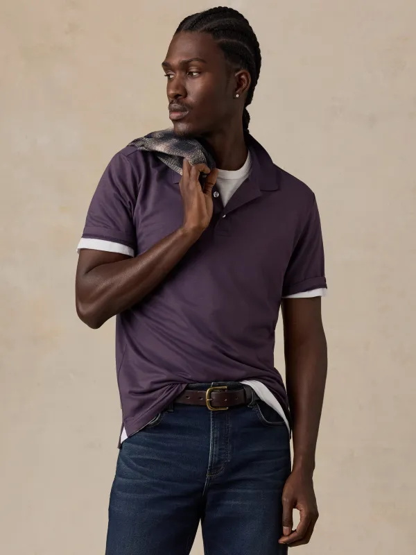 Short-Sleeve Movement Pique Polo - Berry Night made by Faherty