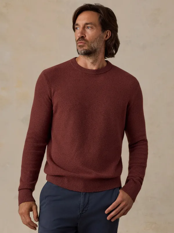 Jackson Crew Sweater - Sunset Red Heather made by Faherty
