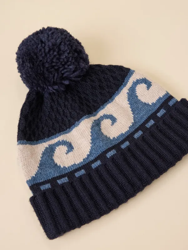 Wave Swell Beanie - Navy Multi made by Faherty